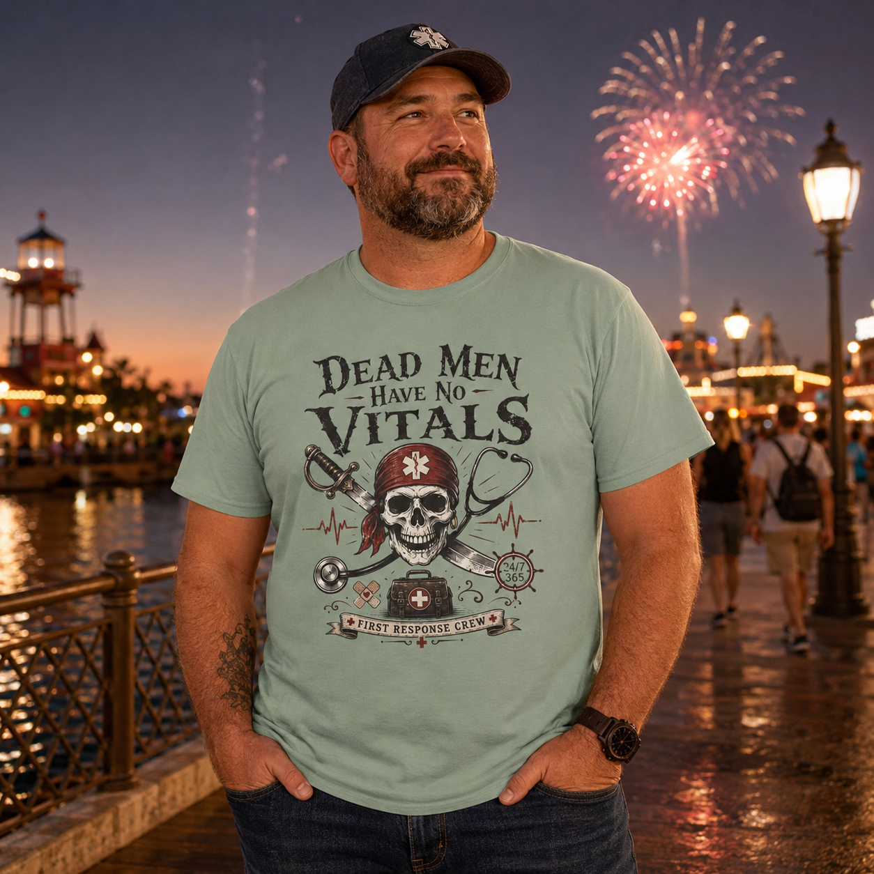 Dead Men Have No Vitals Pirate EMS First Responder T-Shirt