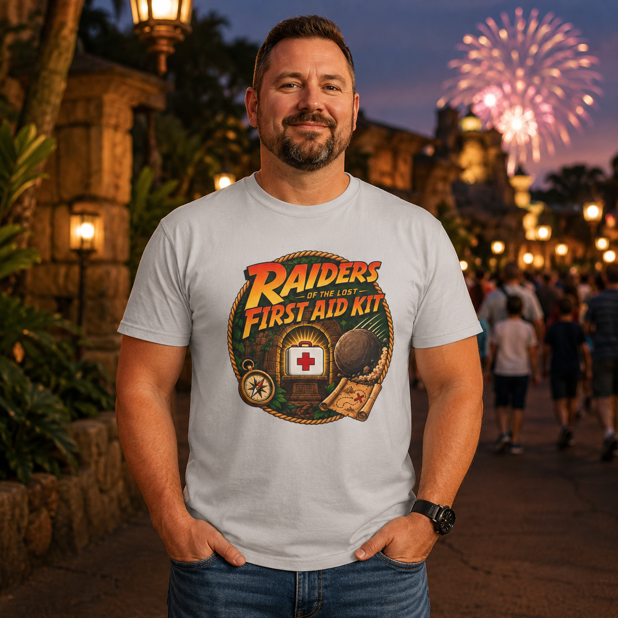 Raiders of the Lost First Aid Kit EMS Adventure Parody T-Shirt