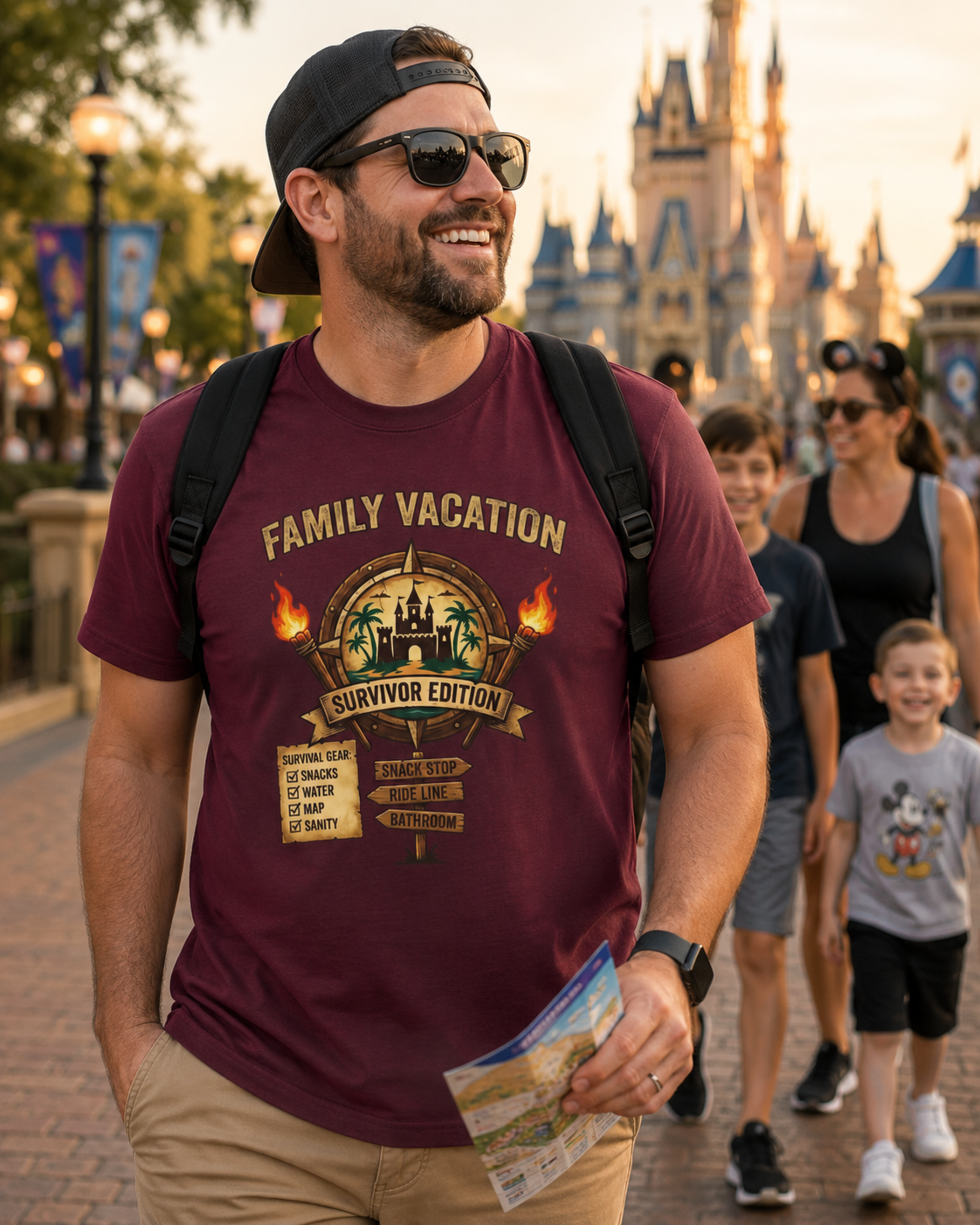 Family Vacation Survivor Edition Park Dad Shirt – Funny Theme Park Dad Tee