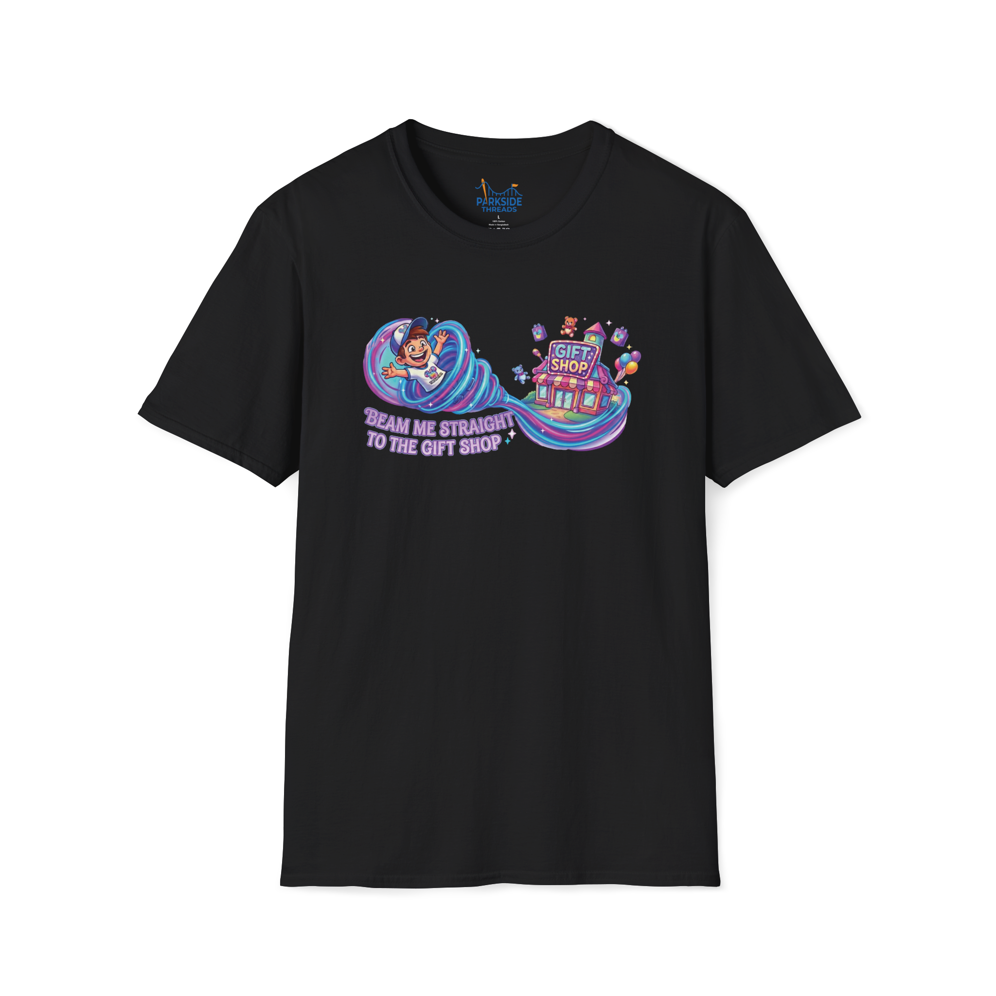 Beam Me Straight to the Gift Shop Graphic T-Shirt – Funny Theme Park Tee