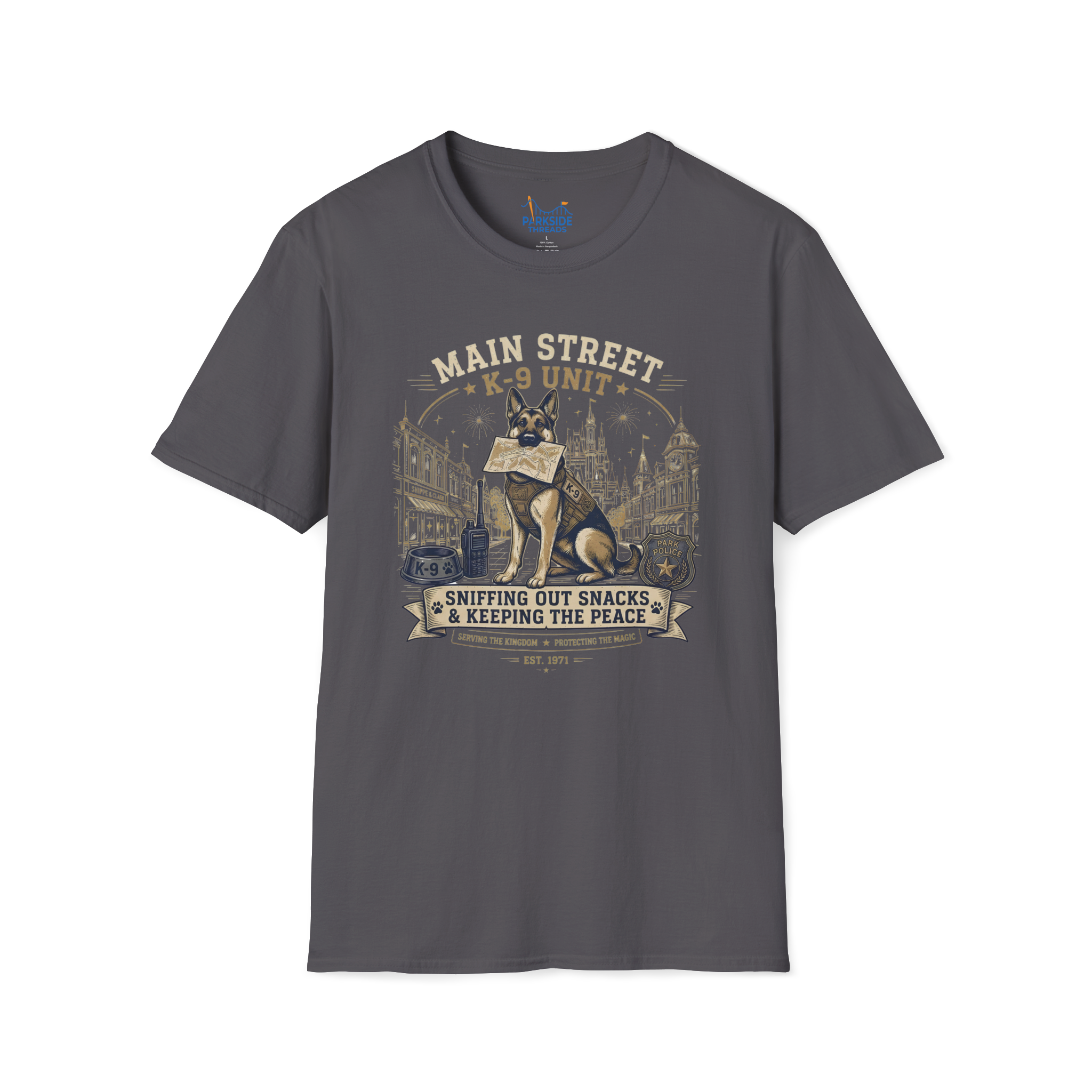 Main Street K9 Unit Police Officer Theme Park Shirt, Off Duty Cop Vacation Tee, Law Enforcement K9 Gift