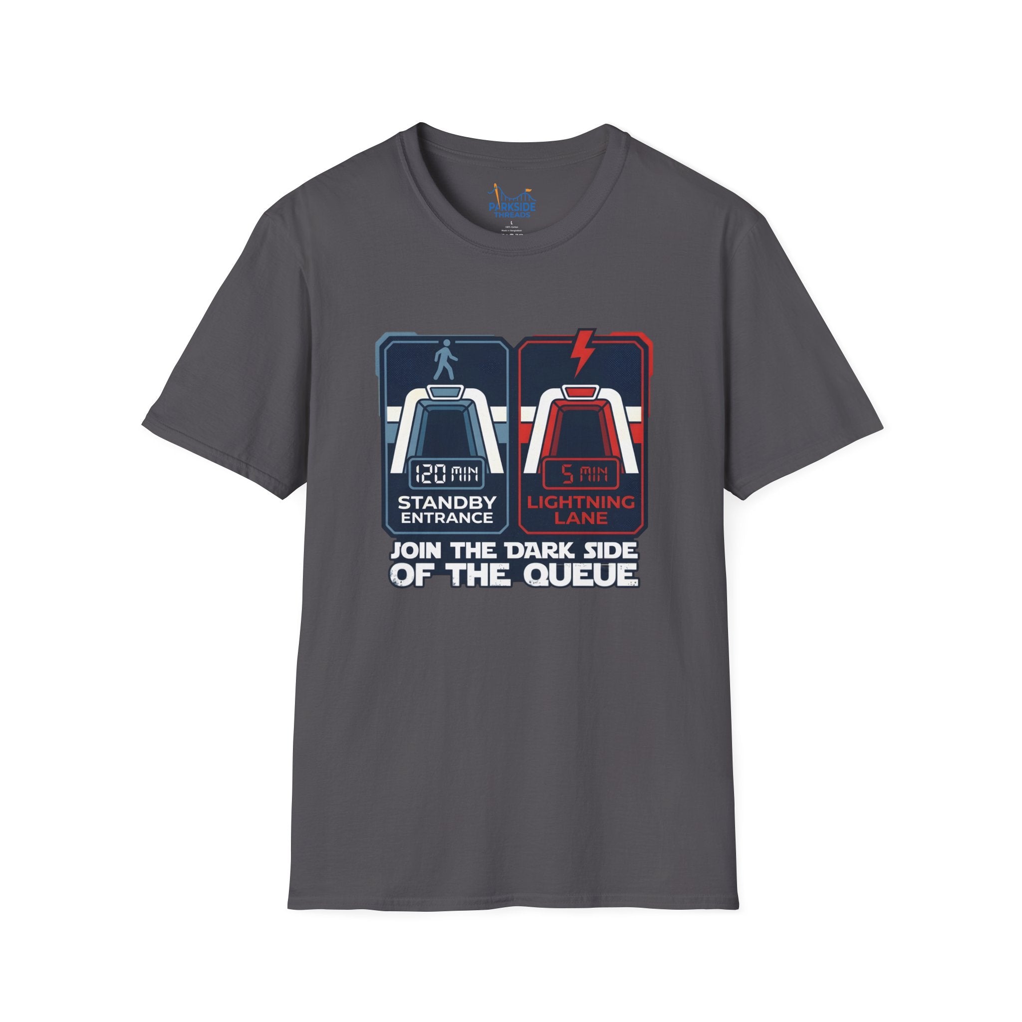 Join The Dark Side Of The Queue Park Dad Shirt – Star Wars Inspired Theme Park Tee