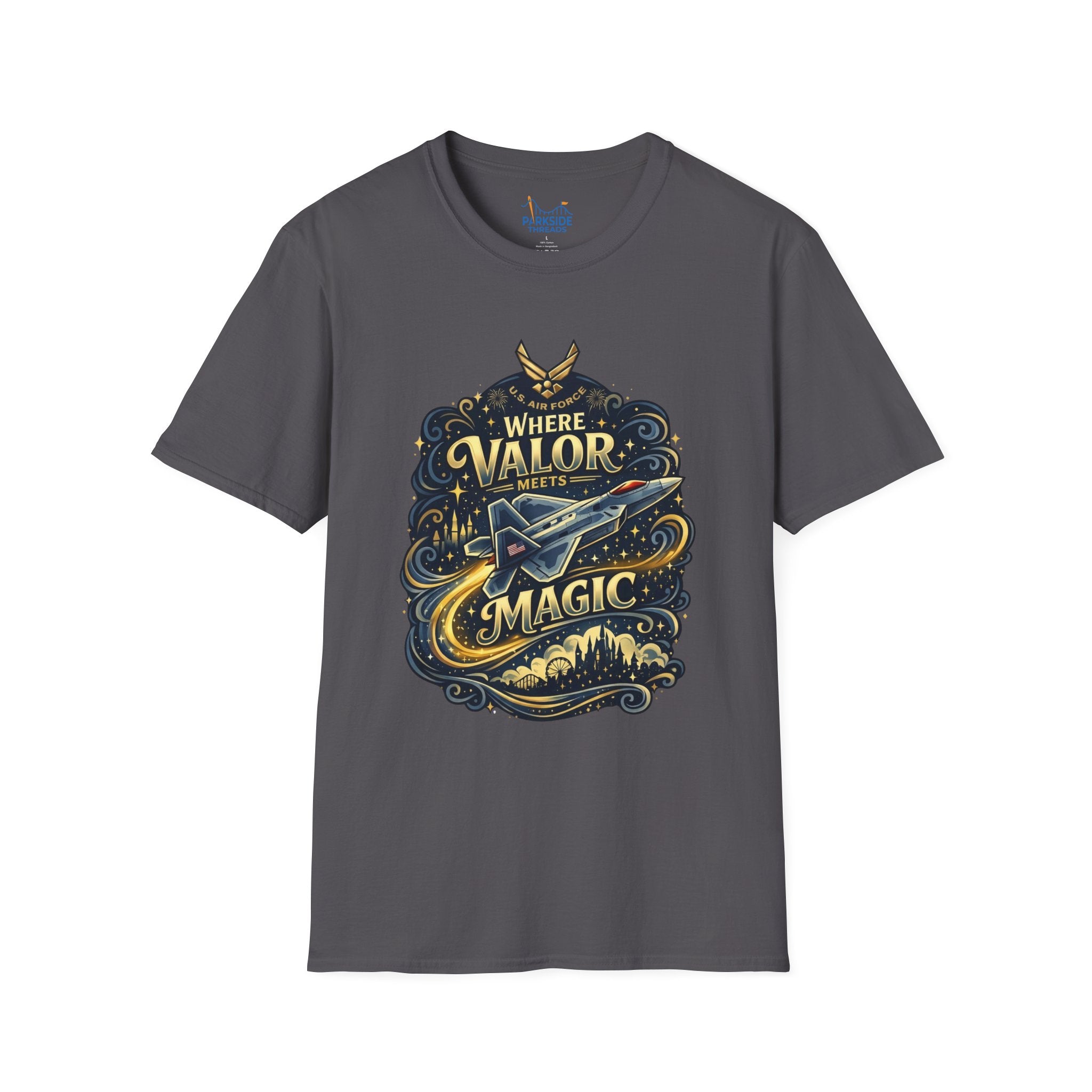 Where Valor Meets Magic Air Force Veteran Theme Park T-Shirt