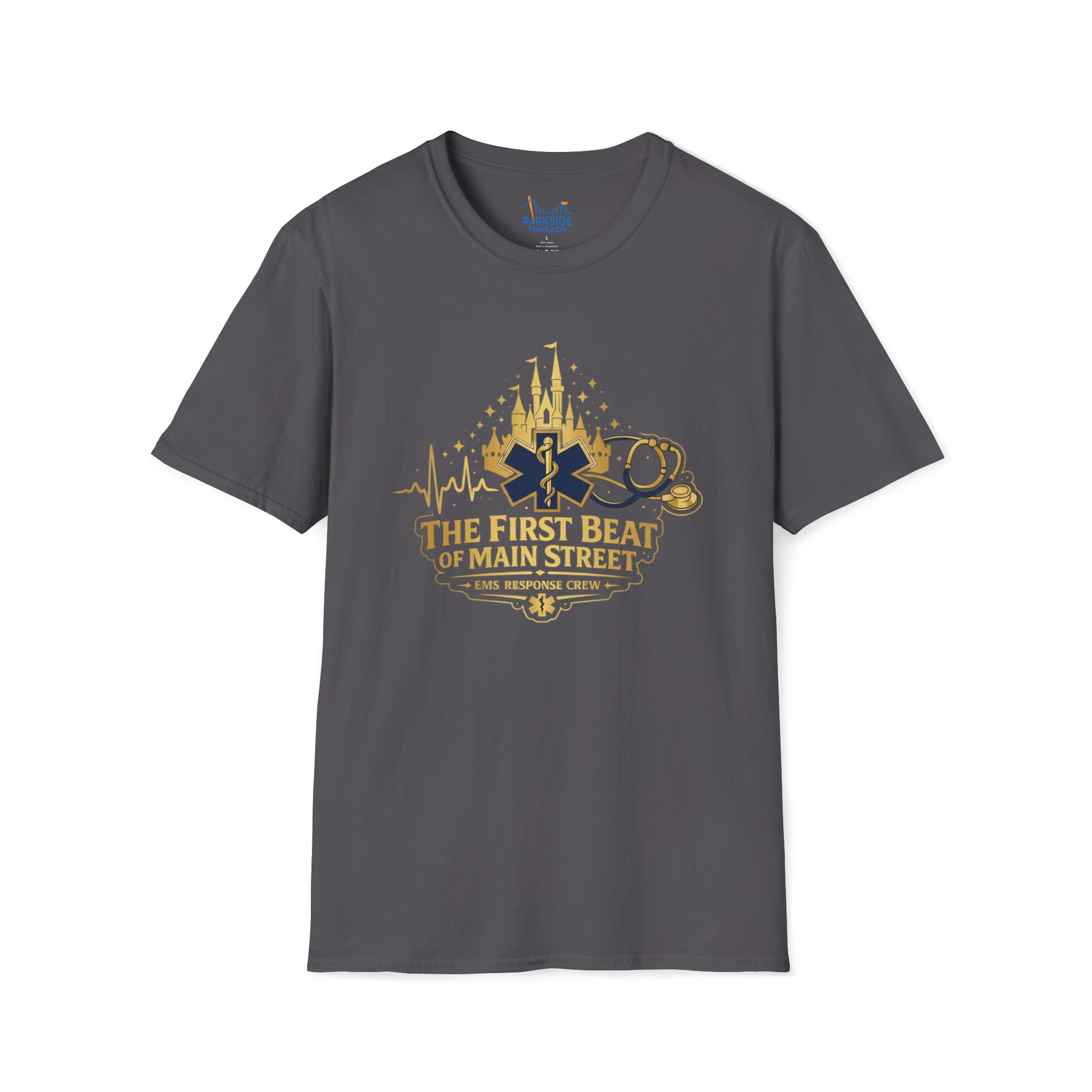 The First Beat of Main Street EMS First Responder Theme Park T-Shirt