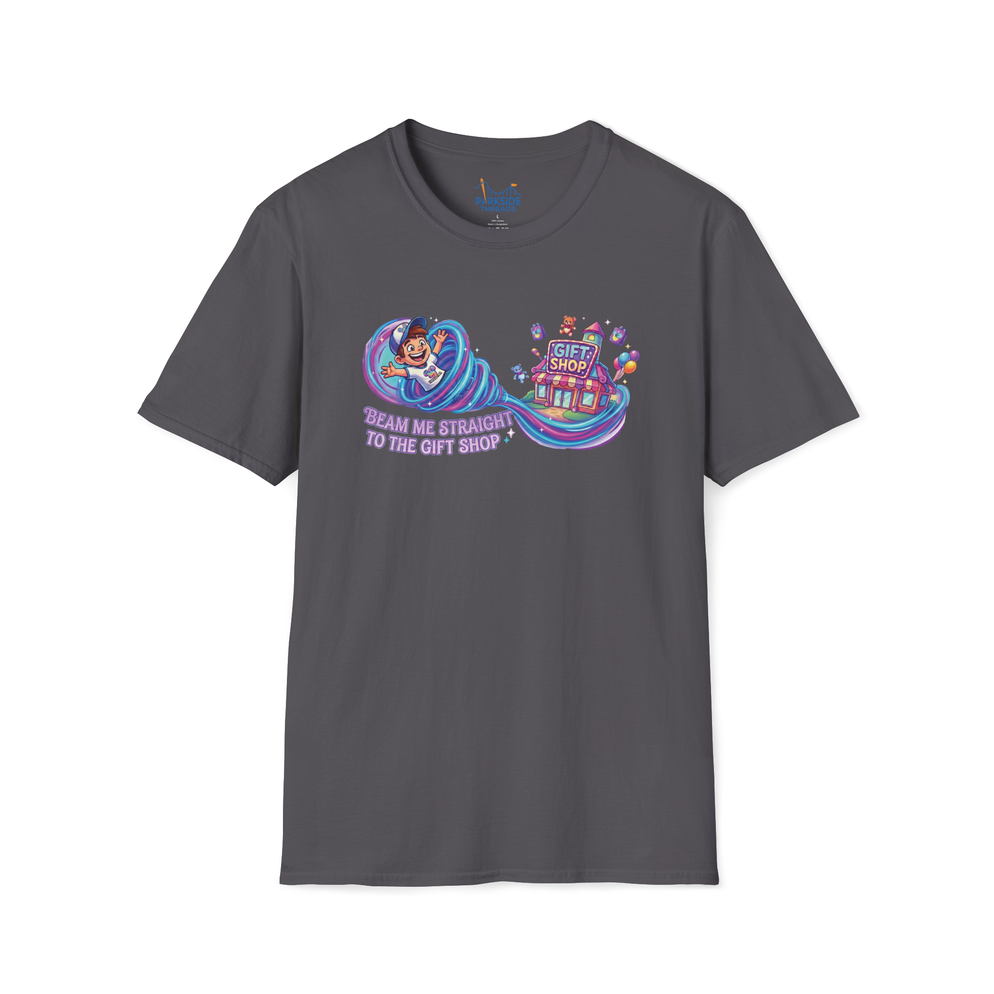Beam Me Straight to the Gift Shop Graphic T-Shirt – Funny Theme Park Tee