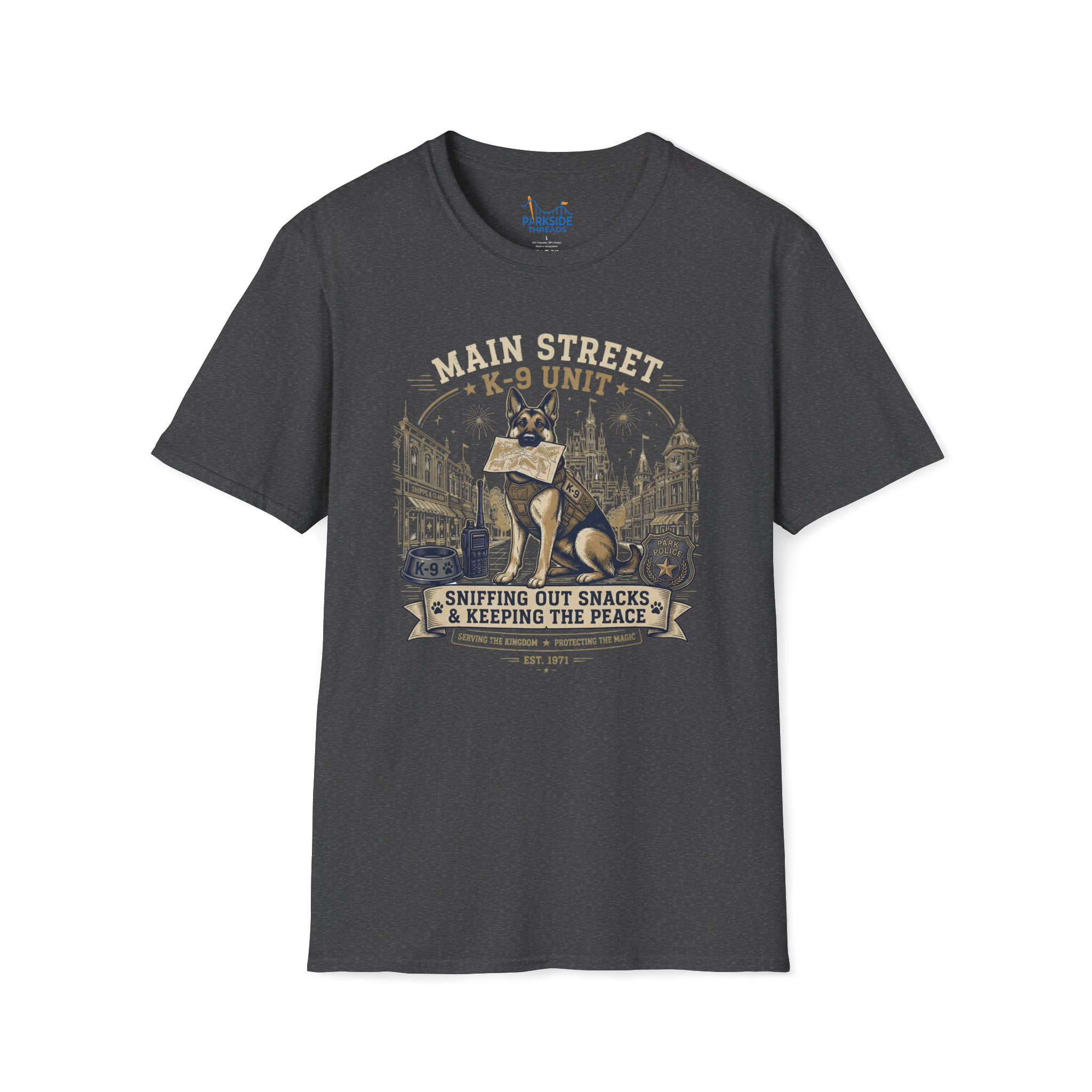 Main Street K9 Unit Police Officer Theme Park Shirt, Off Duty Cop Vacation Tee, Law Enforcement K9 Gift
