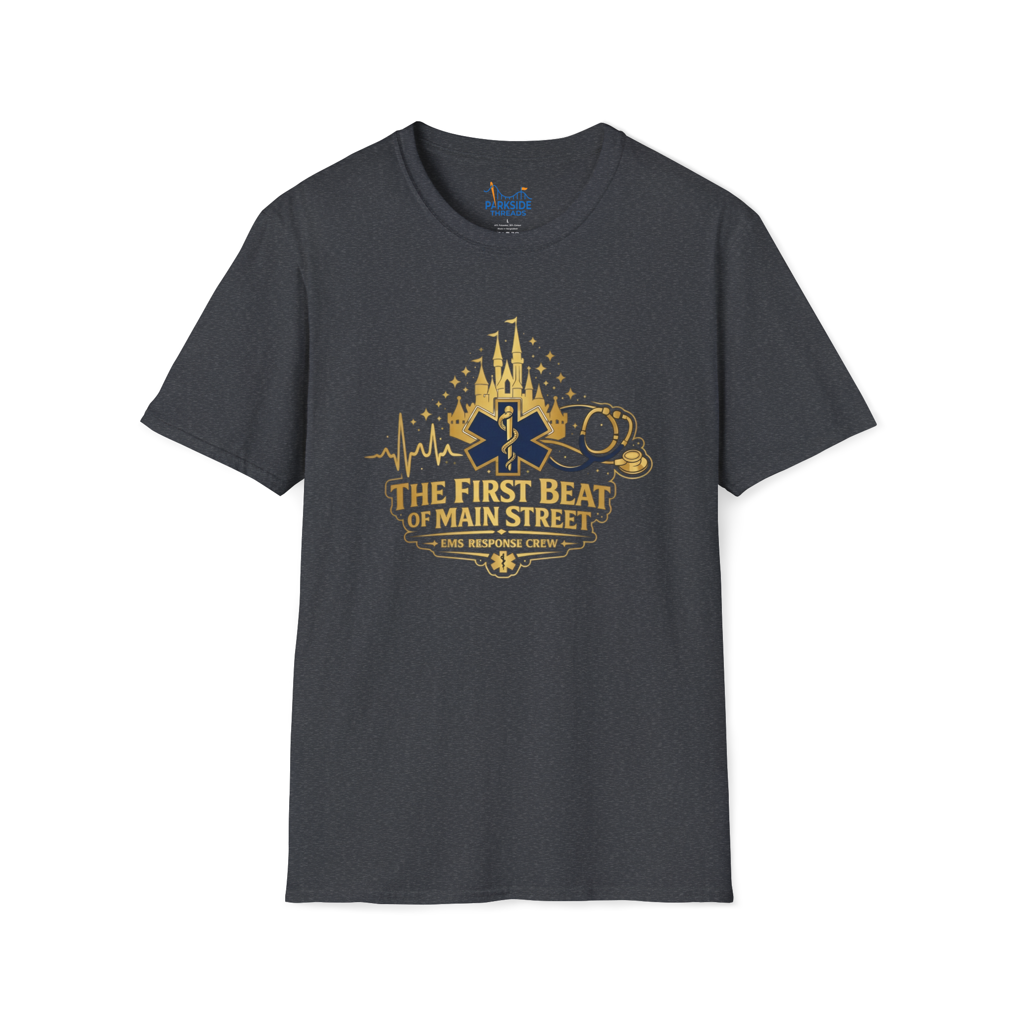 The First Beat of Main Street EMS First Responder Theme Park T-Shirt
