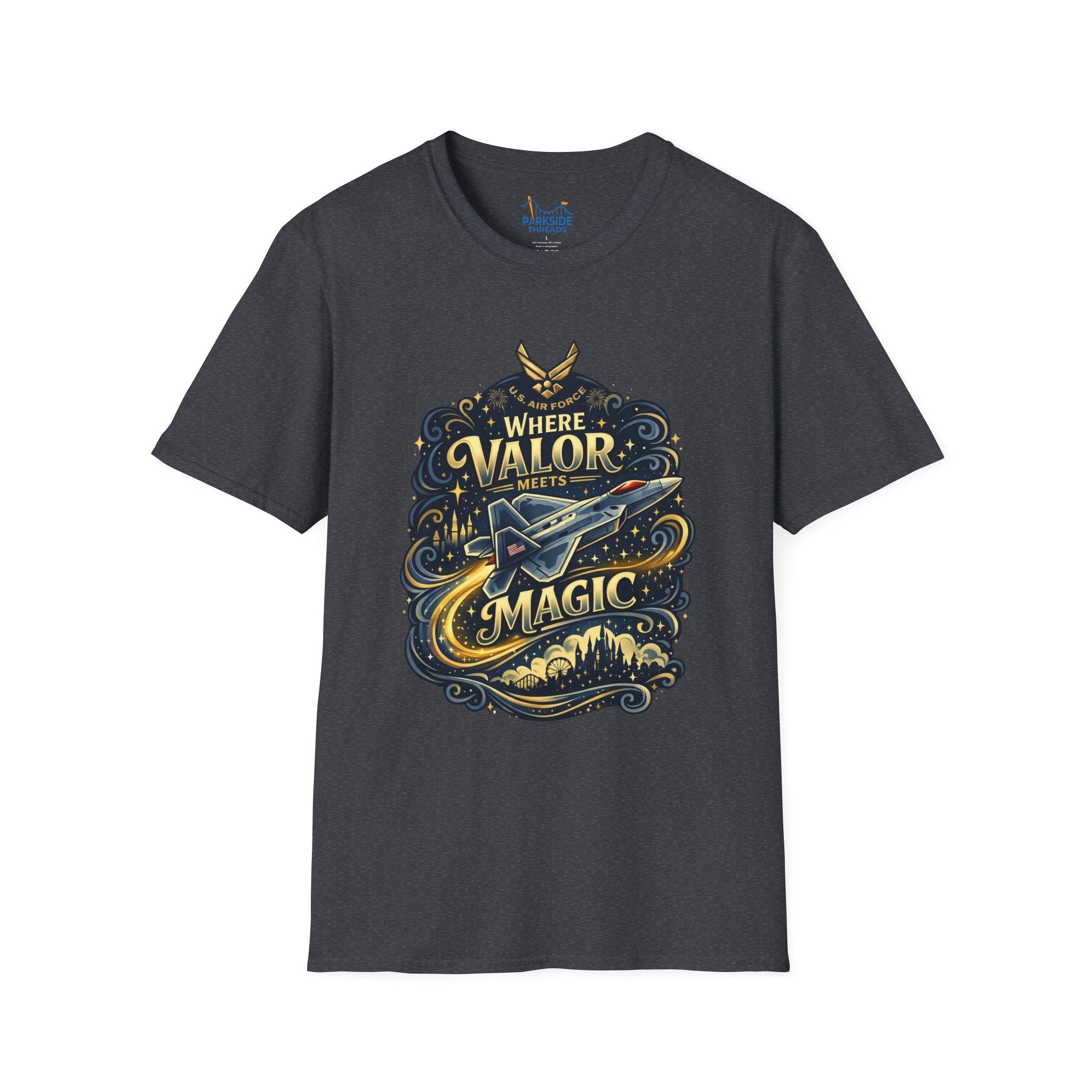 Where Valor Meets Magic Air Force Veteran Theme Park T-Shirt
