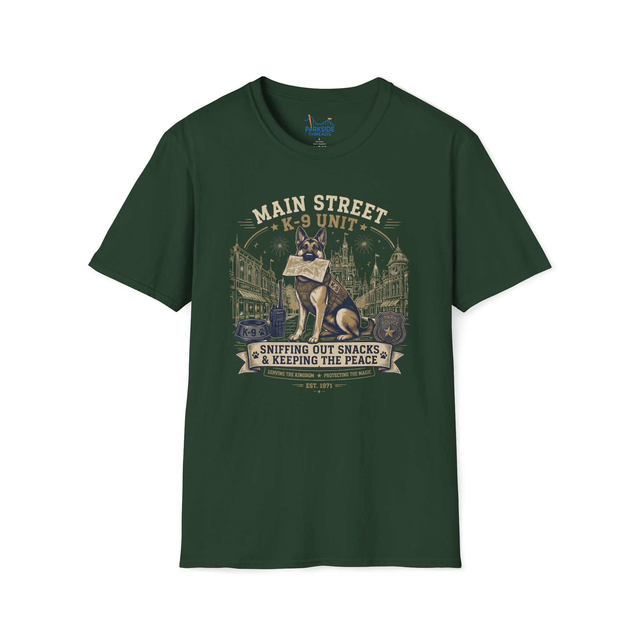 Main Street K9 Unit Police Officer Theme Park Shirt, Off Duty Cop Vacation Tee, Law Enforcement K9 Gift