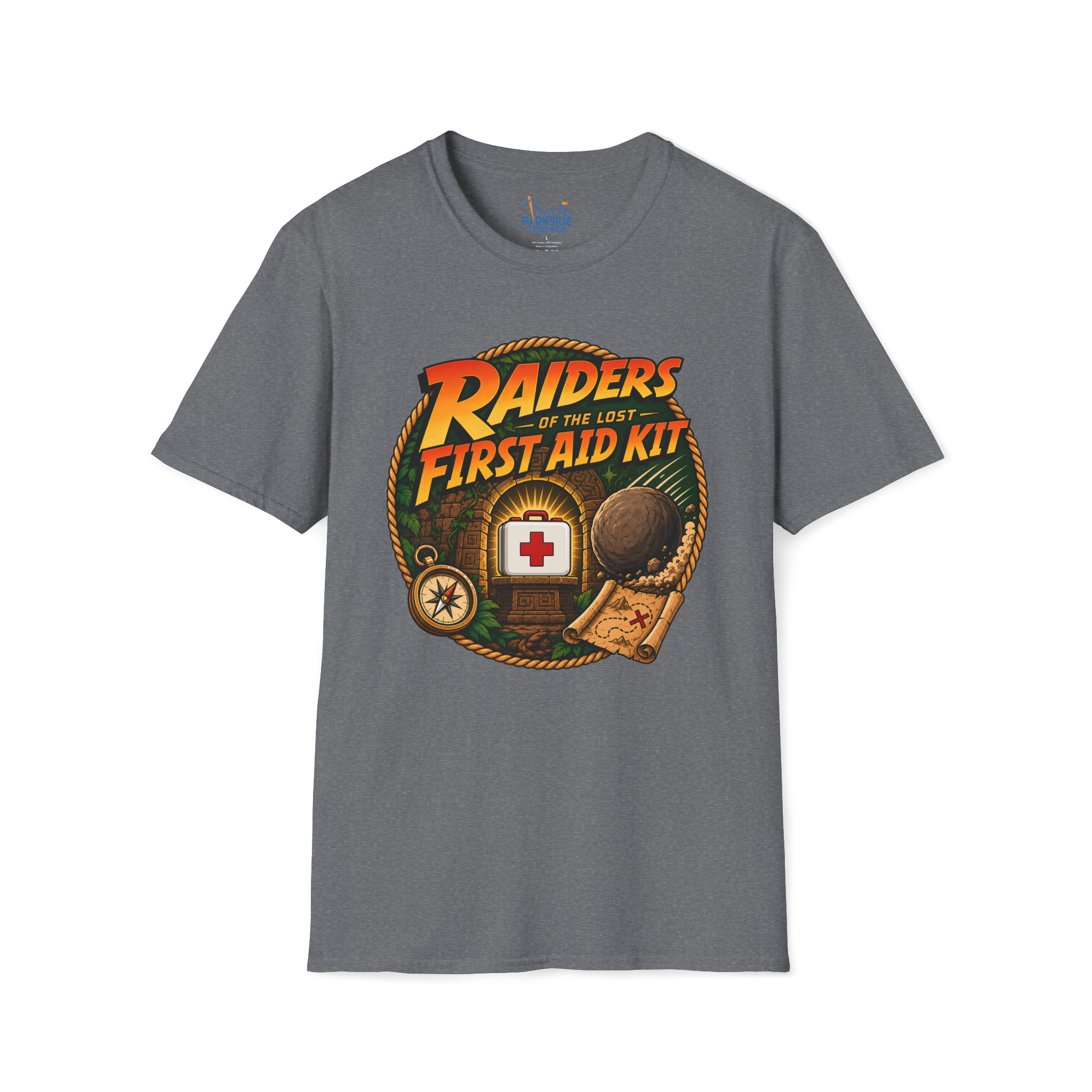 Raiders of the Lost First Aid Kit EMS Adventure Parody T-Shirt