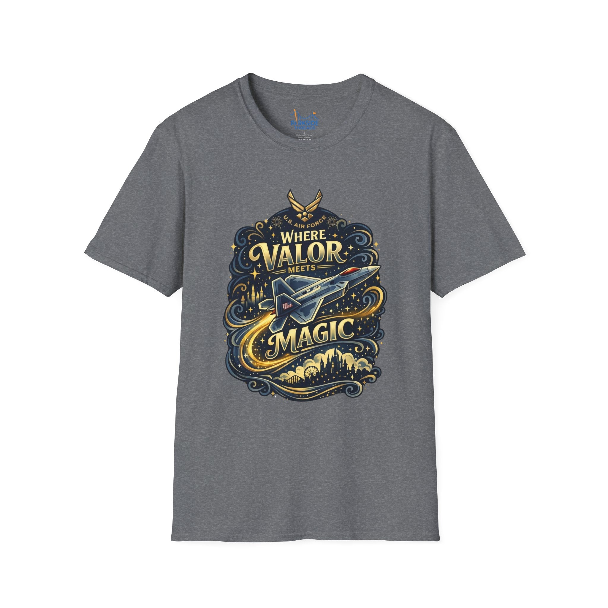 Where Valor Meets Magic Air Force Veteran Theme Park T-Shirt