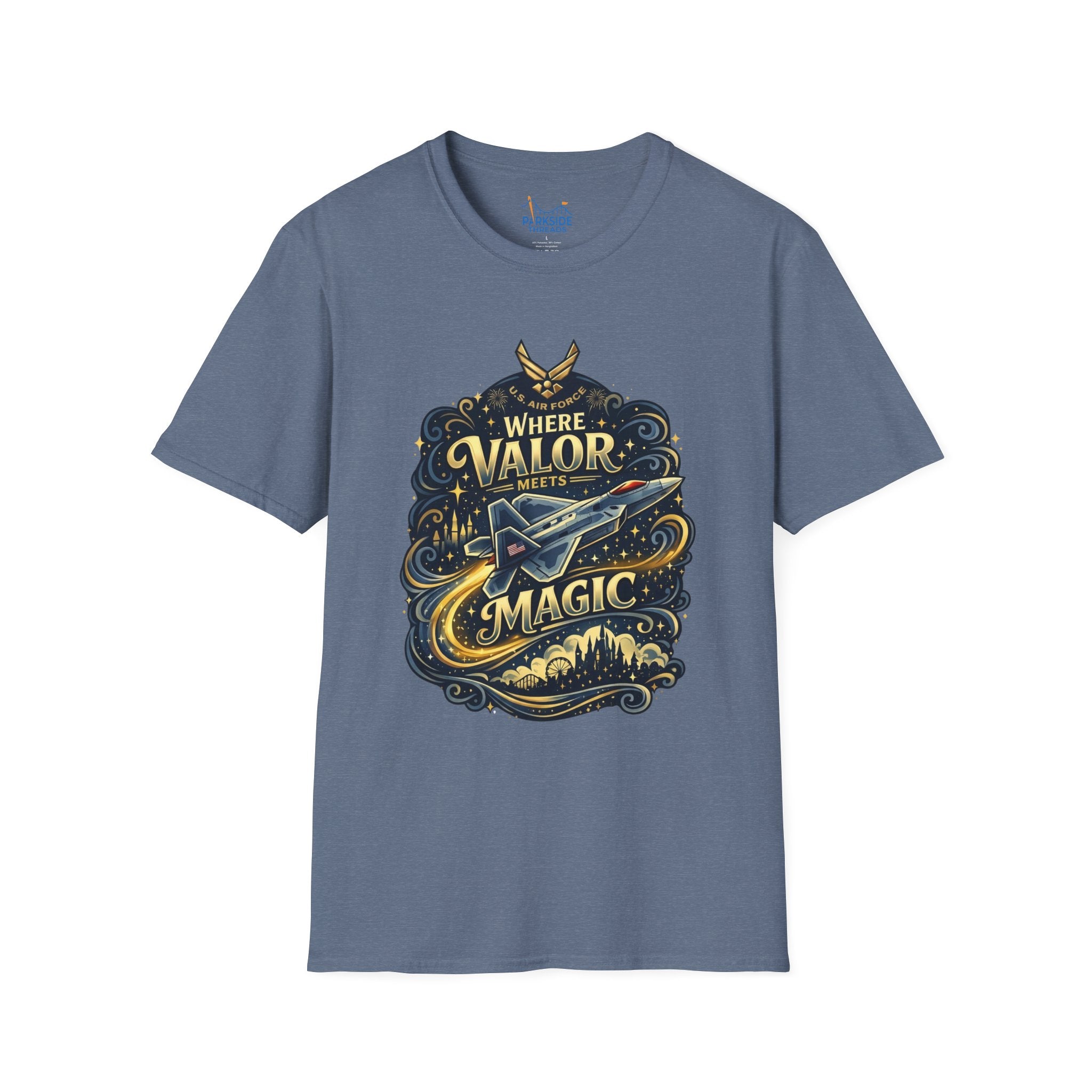 Where Valor Meets Magic Air Force Veteran Theme Park T-Shirt