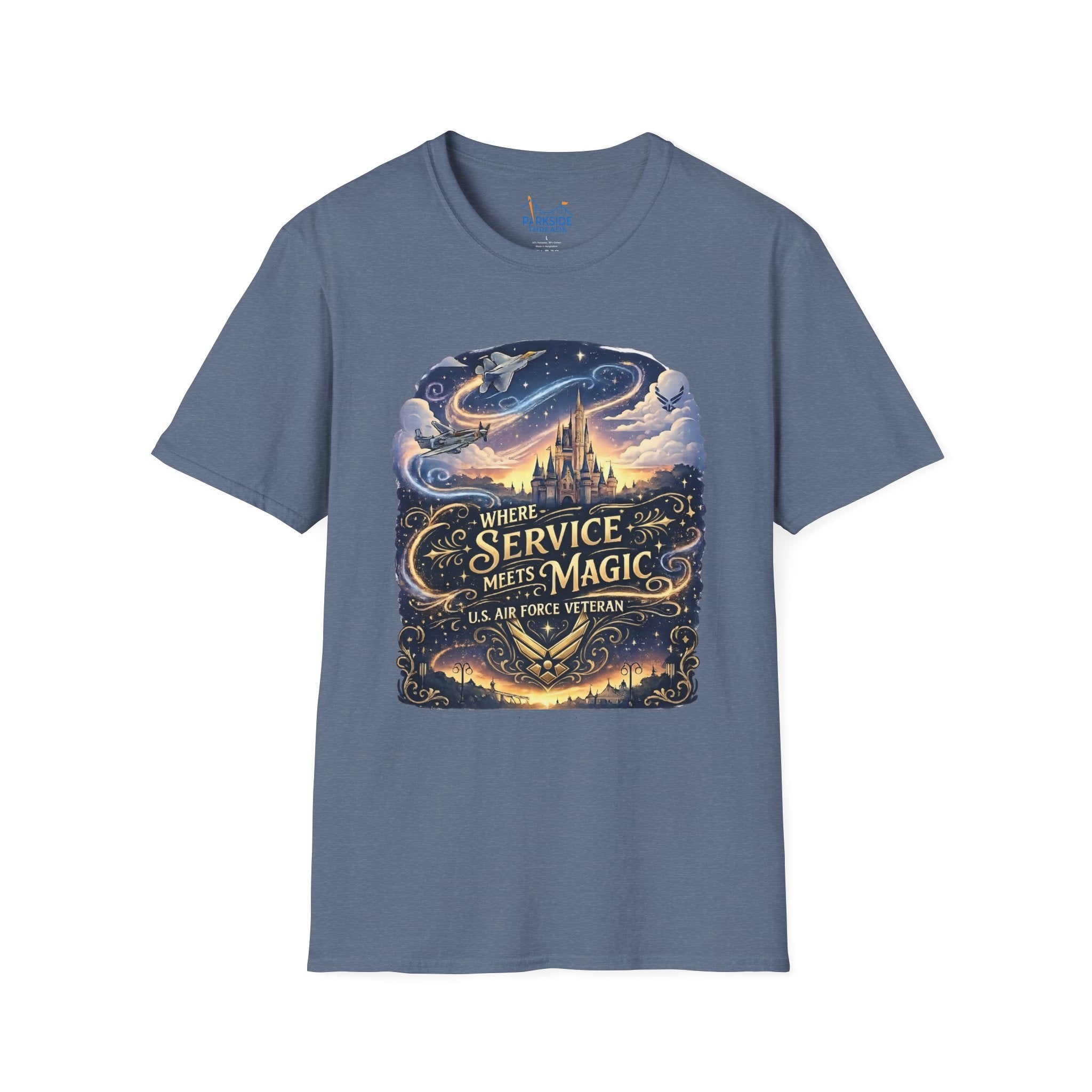 Where Service Meets Magic Air Force Veteran Theme Park T-Shirt