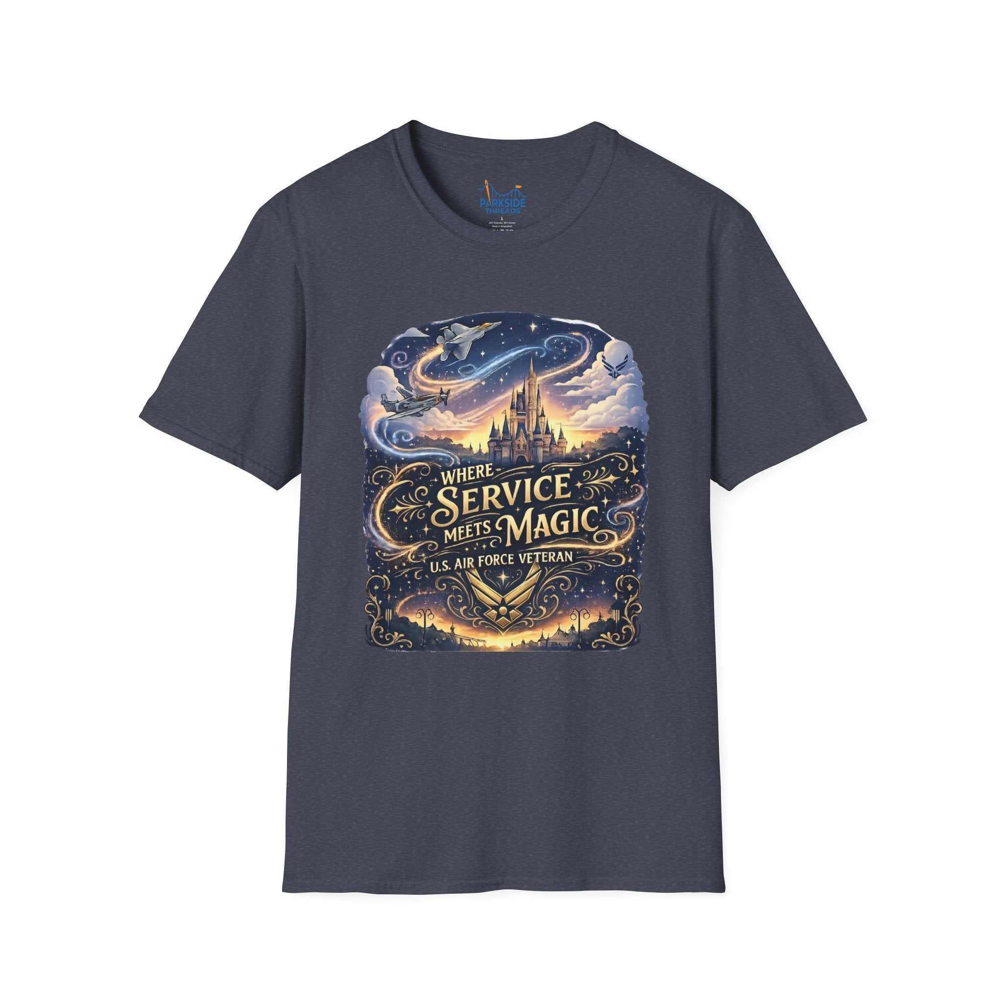 Where Service Meets Magic Air Force Veteran Theme Park T-Shirt