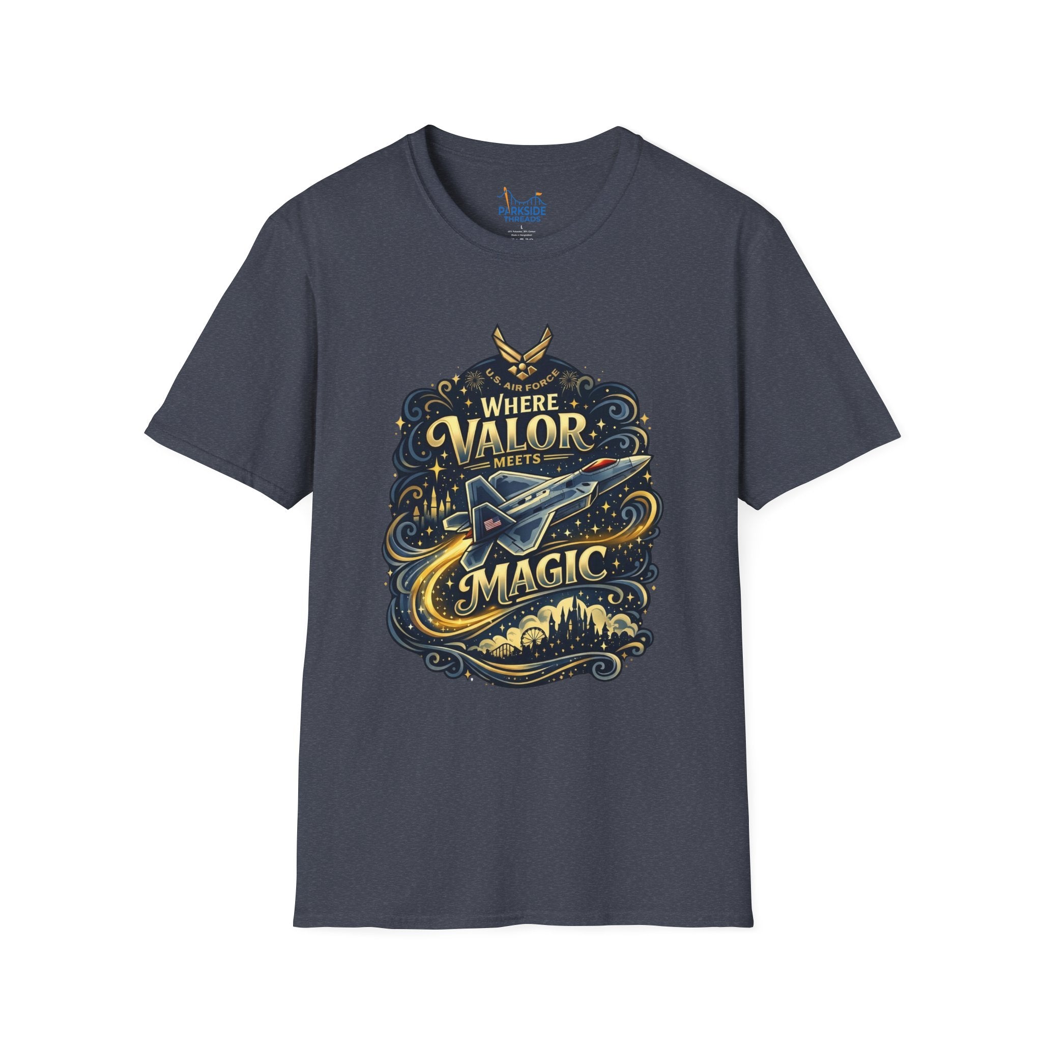 Where Valor Meets Magic Air Force Veteran Theme Park T-Shirt