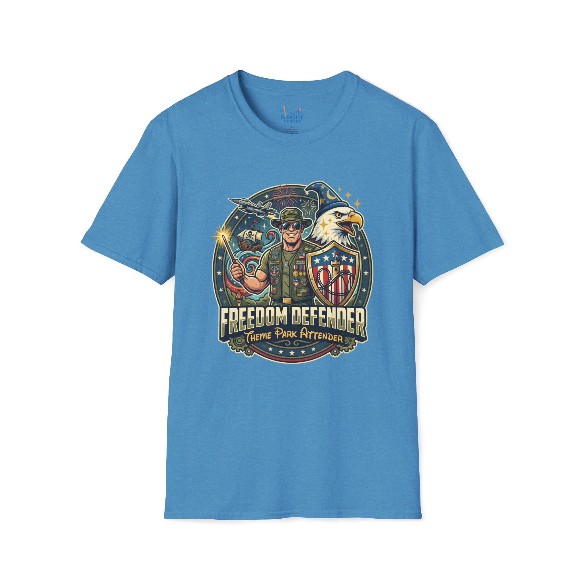 Freedom Defender Theme Park Attender Veteran Shirt, Military Family Vacation Tee, Patriotic Park Gift