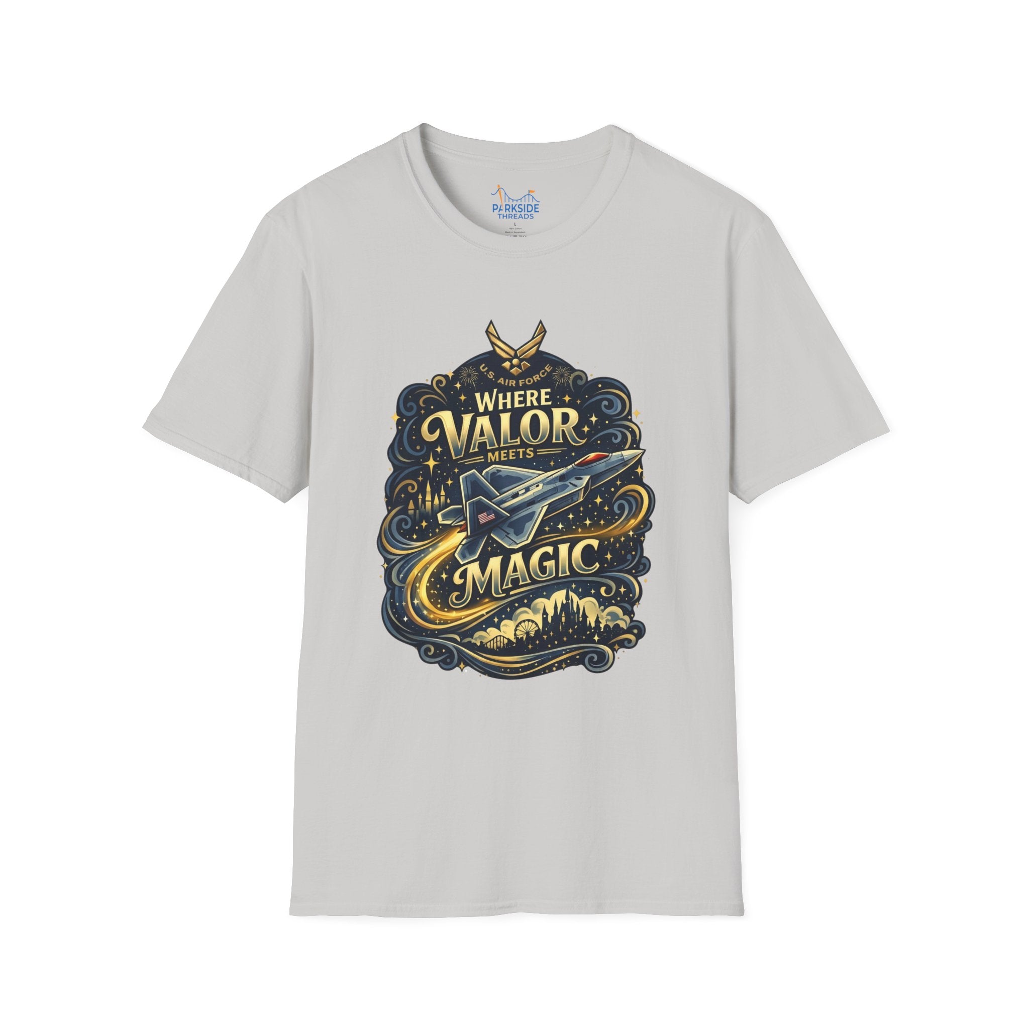 Where Valor Meets Magic Air Force Veteran Theme Park T-Shirt