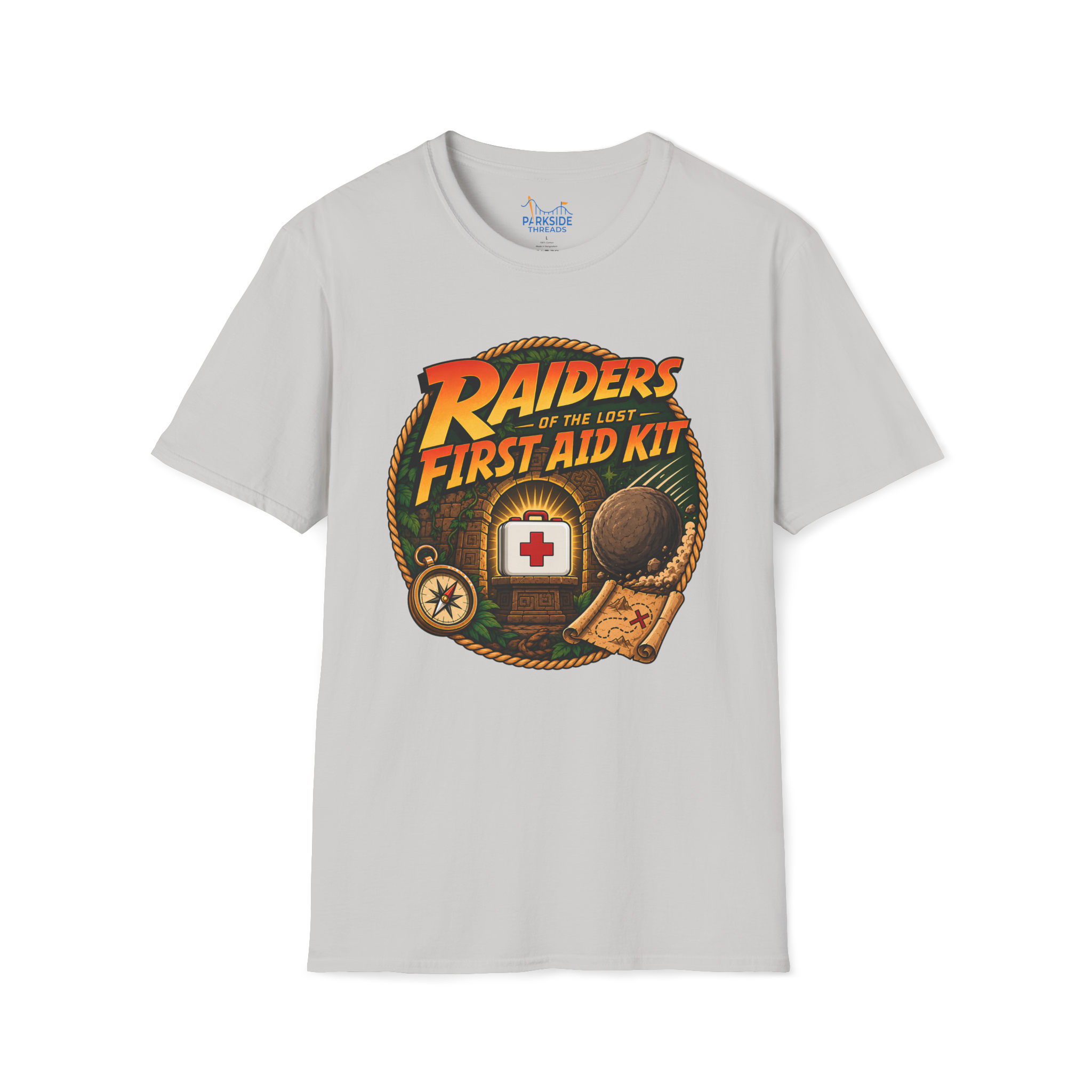 Raiders of the Lost First Aid Kit EMS Adventure Parody T-Shirt