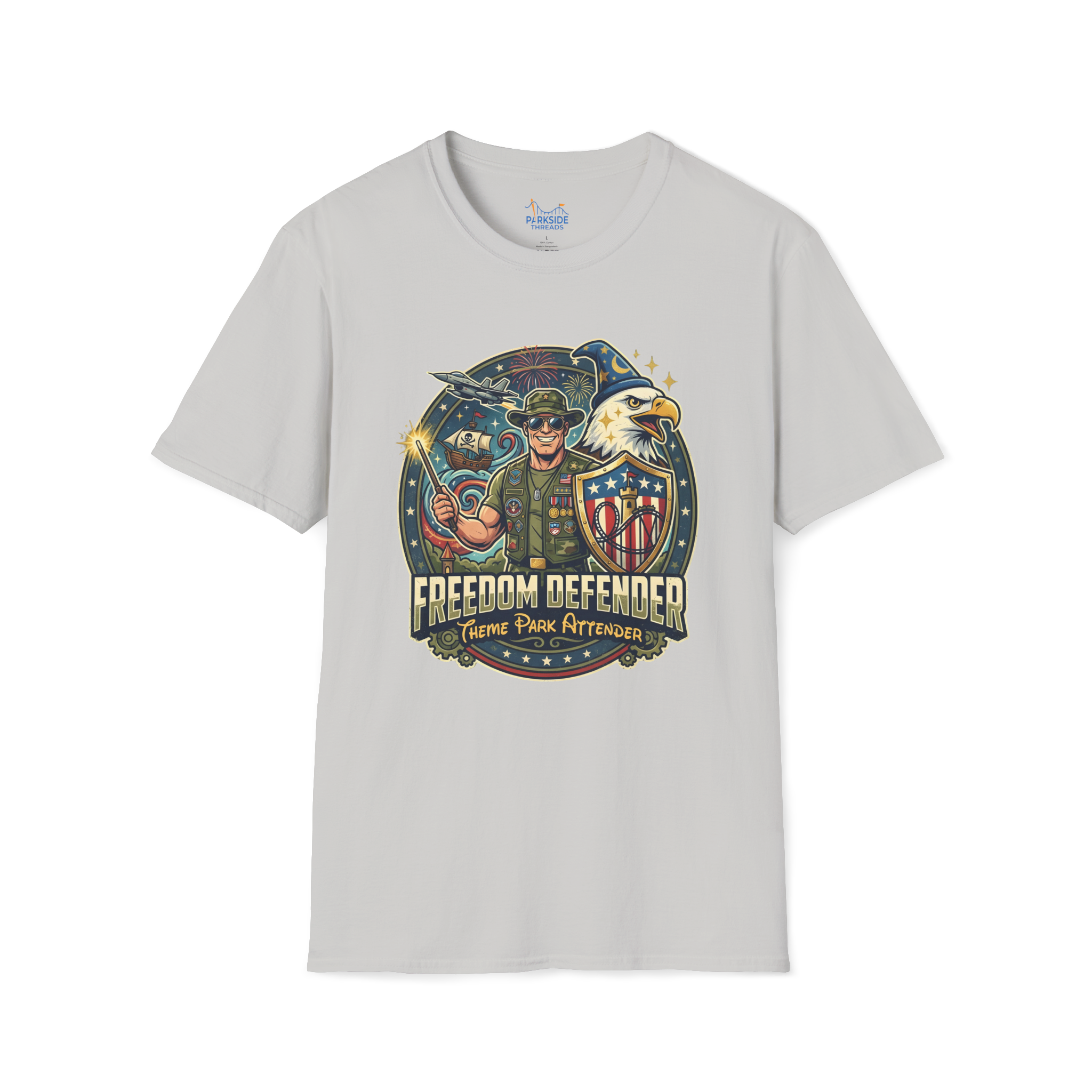 Freedom Defender Theme Park Attender Veteran Shirt, Military Family Vacation Tee, Patriotic Park Gift