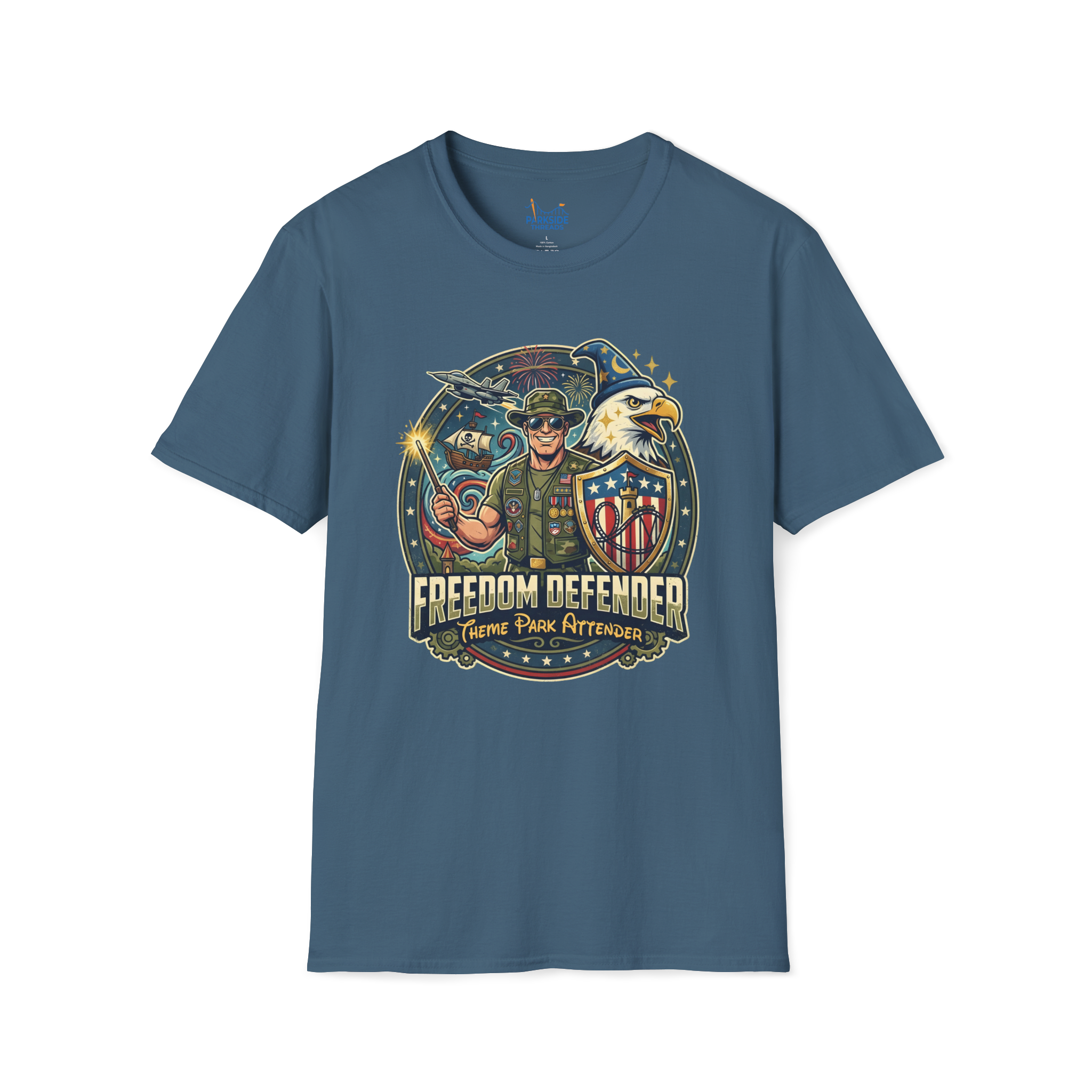 Freedom Defender Theme Park Attender Veteran Shirt, Military Family Vacation Tee, Patriotic Park Gift