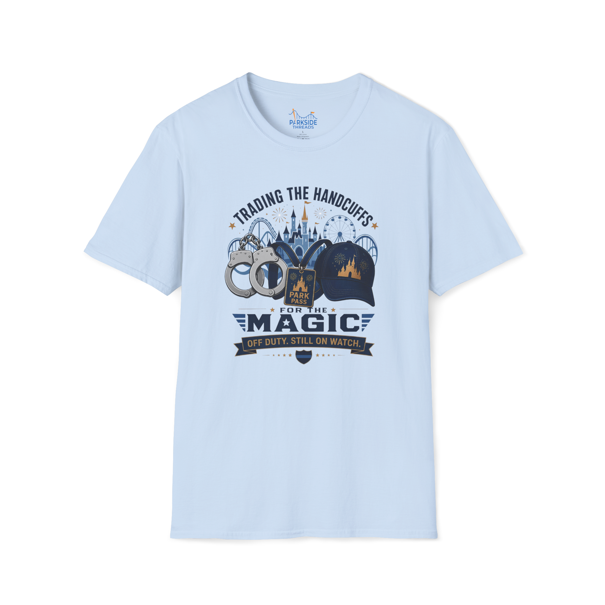 Trading the Handcuffs For Magic Police Officer Theme Park Shirt, Off Duty Cop Vacation Tee, Law Enforcement Gift