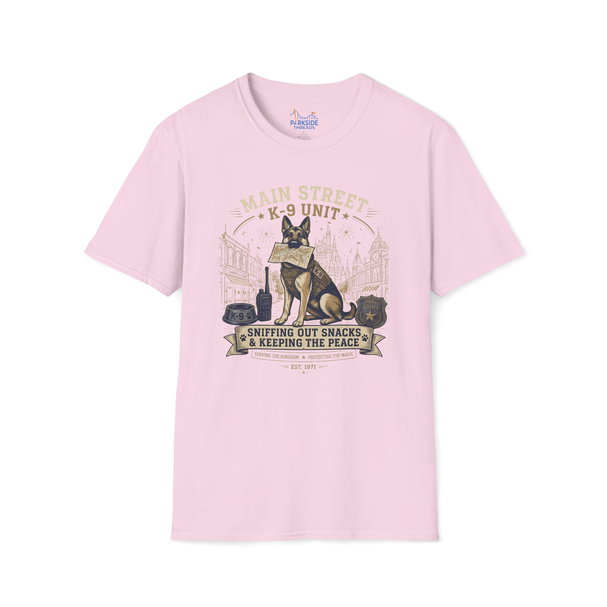 Main Street K9 Unit Police Officer Theme Park Shirt, Off Duty Cop Vacation Tee, Law Enforcement K9 Gift
