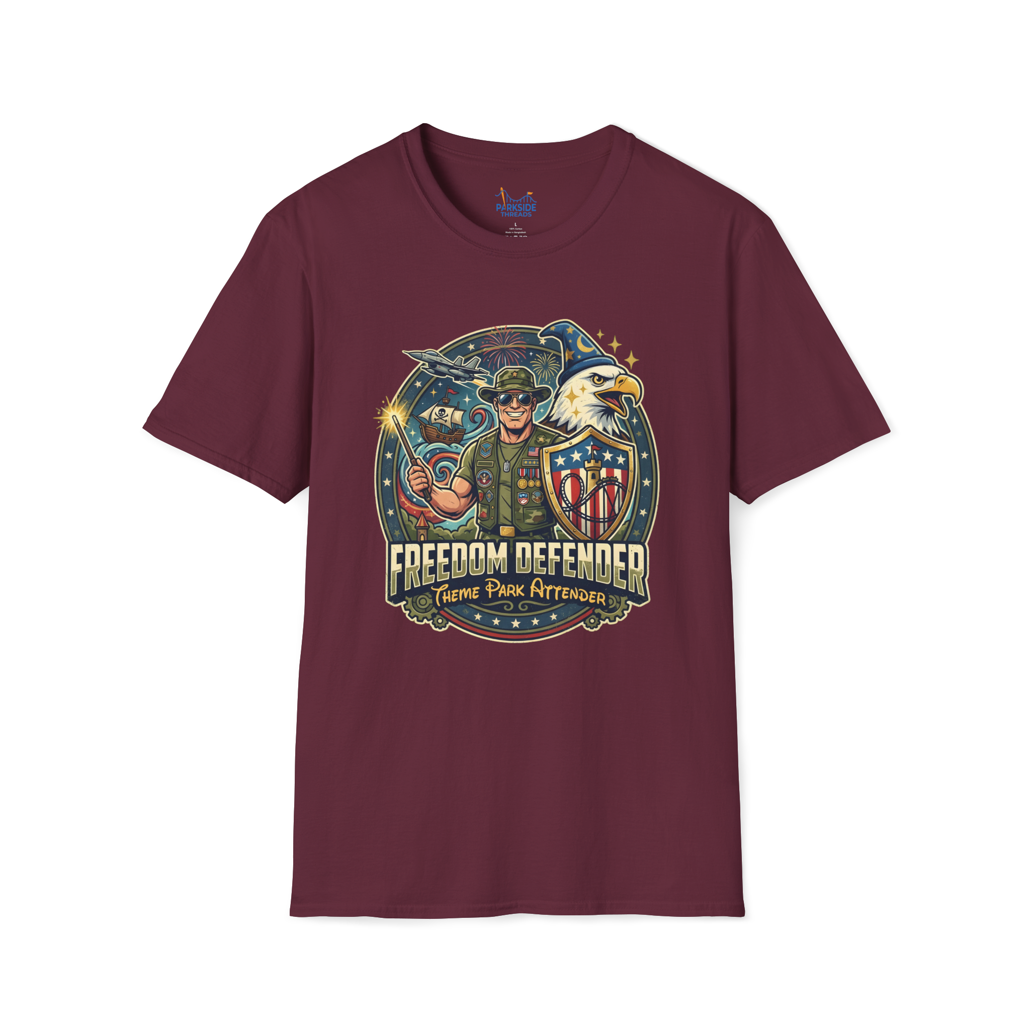 Freedom Defender Theme Park Attender Veteran Shirt, Military Family Vacation Tee, Patriotic Park Gift