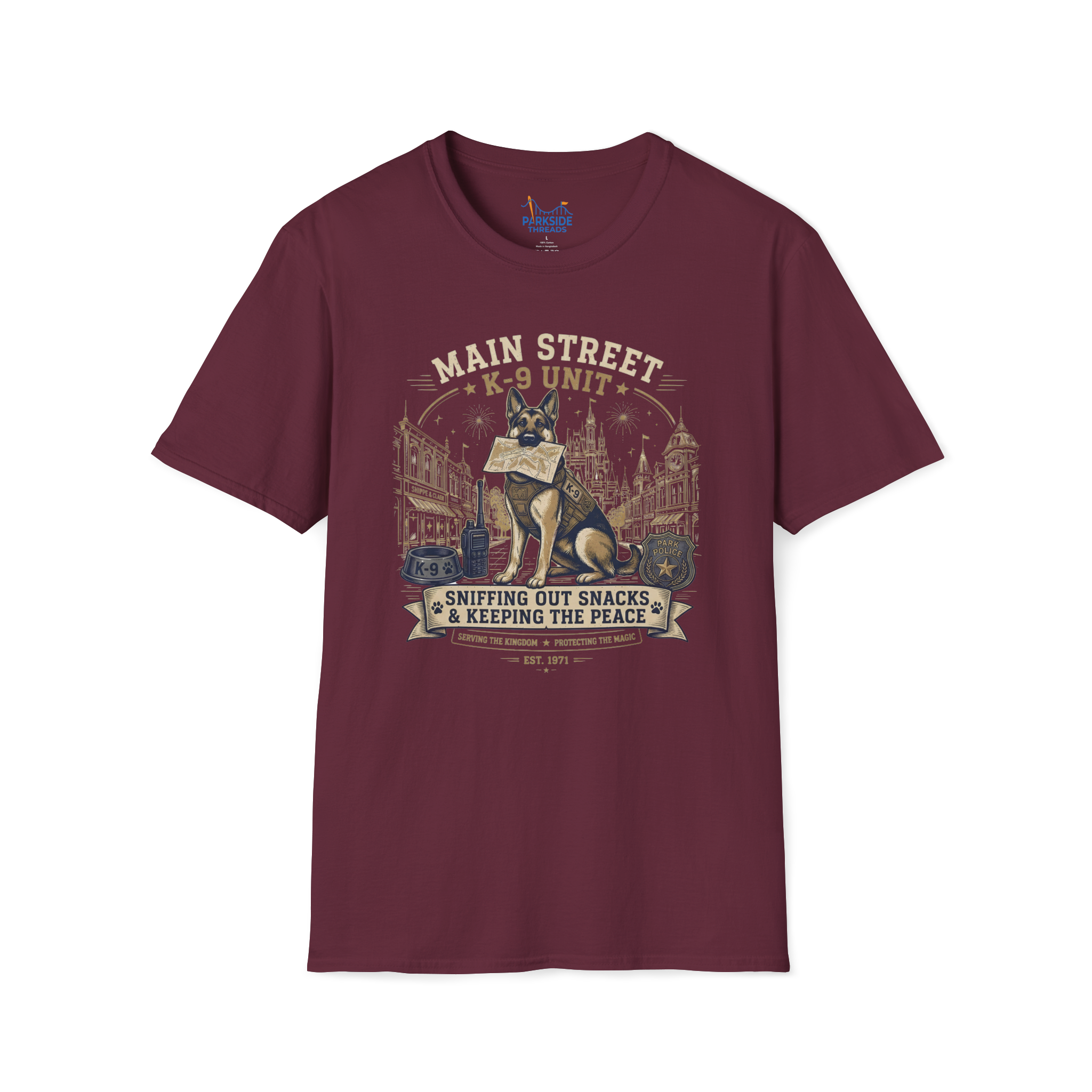 Main Street K9 Unit Police Officer Theme Park Shirt, Off Duty Cop Vacation Tee, Law Enforcement K9 Gift
