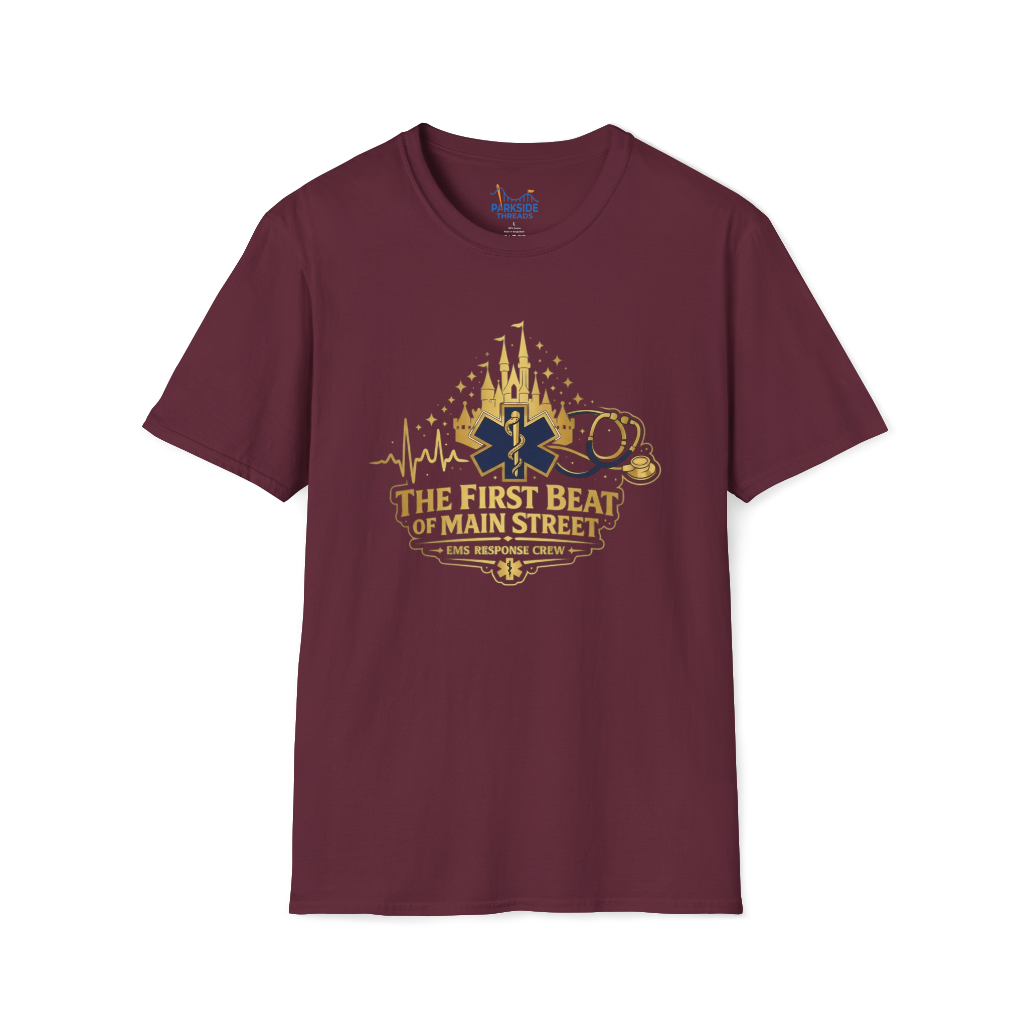 The First Beat of Main Street EMS First Responder Theme Park T-Shirt