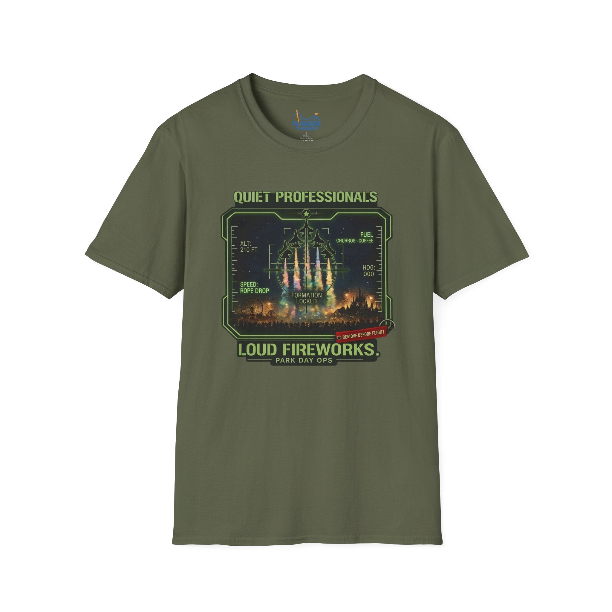 Quiet Professionals Loud Fireworks Air Force Theme Park HUD T-Shirt