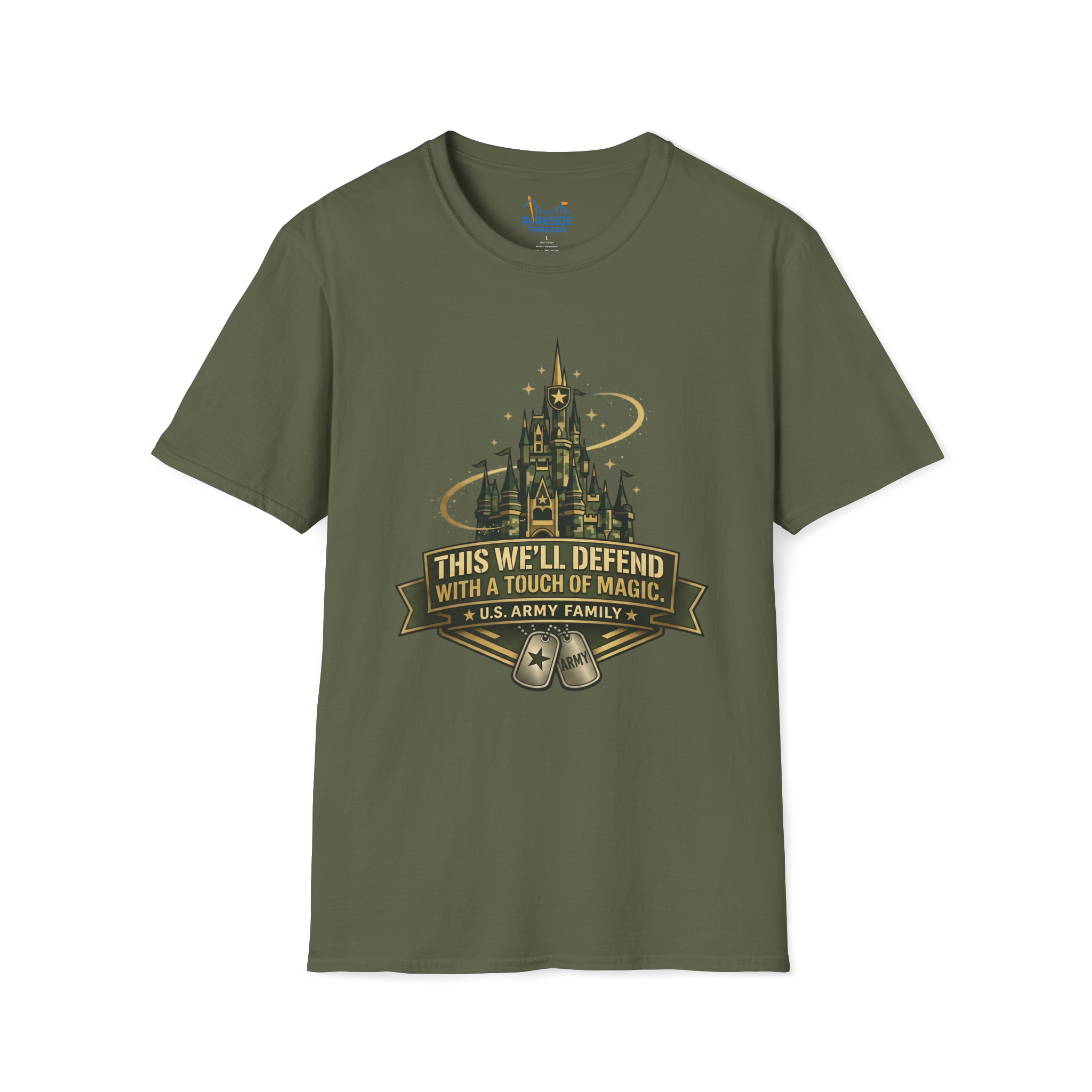 This We’ll Defend With a Touch of Magic Army Family Theme Park Shirt, Military Vacation Tee
