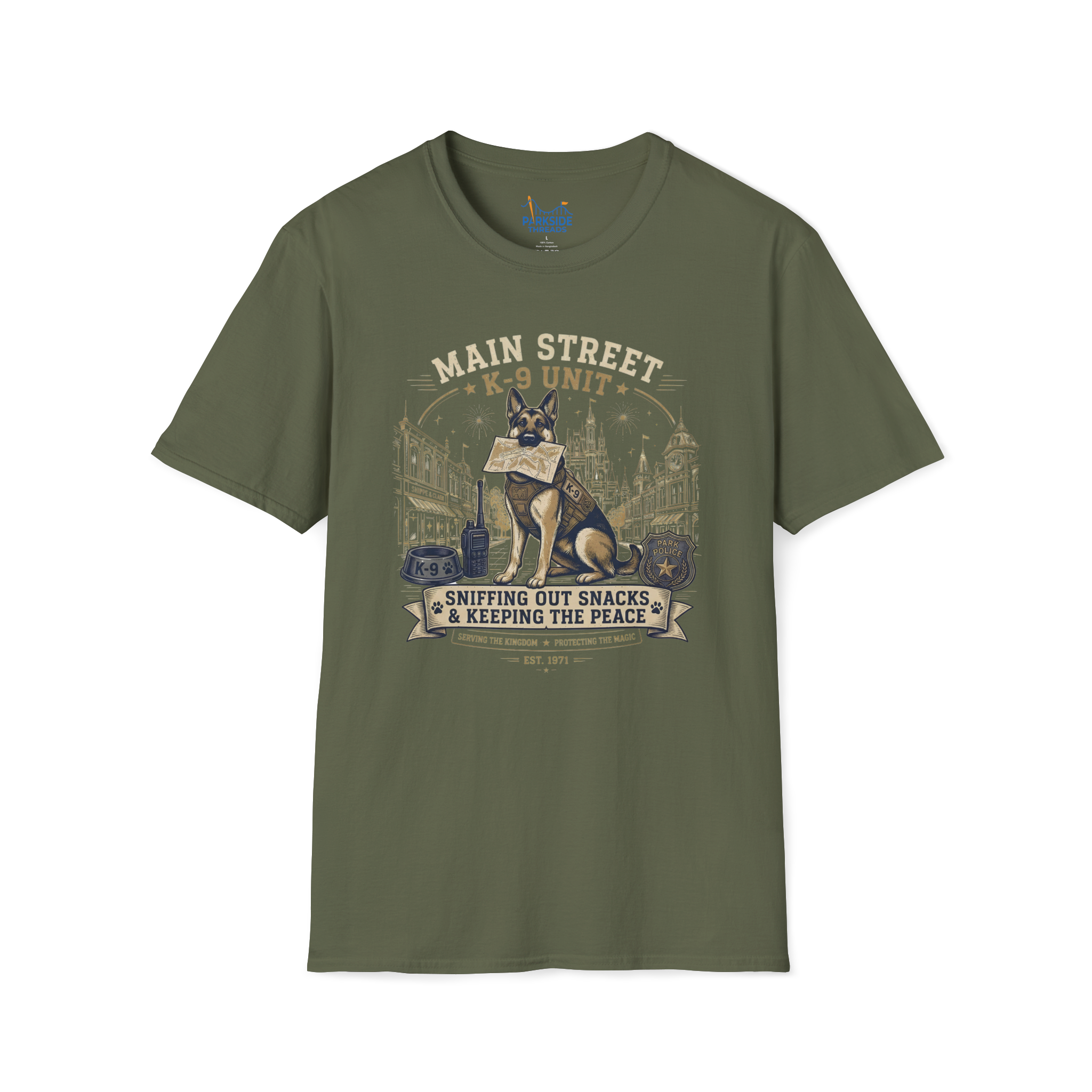 Main Street K9 Unit Police Officer Theme Park Shirt, Off Duty Cop Vacation Tee, Law Enforcement K9 Gift