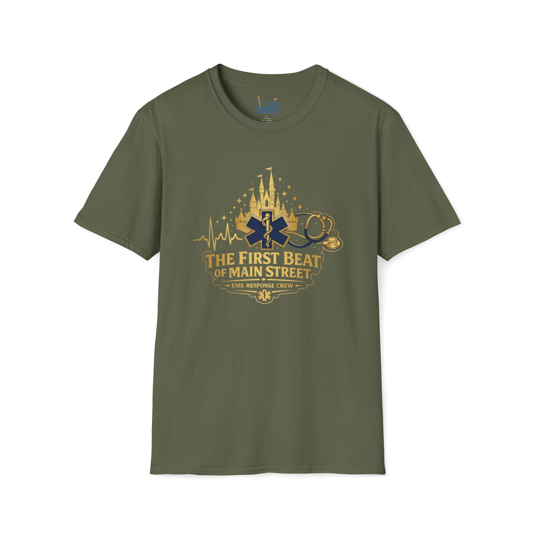 The First Beat of Main Street EMS First Responder Theme Park T-Shirt