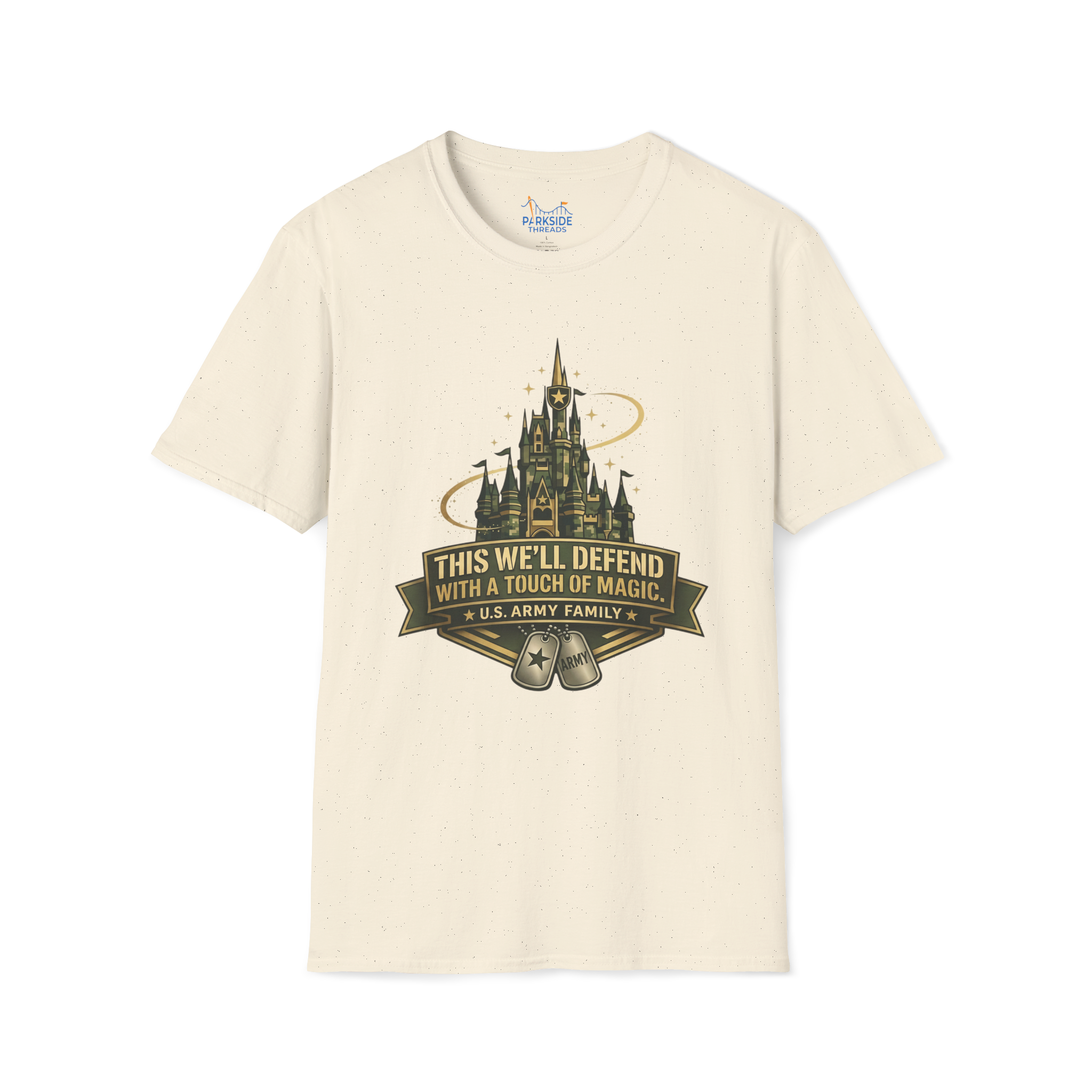 This We’ll Defend With a Touch of Magic Army Family Theme Park Shirt, Military Vacation Tee