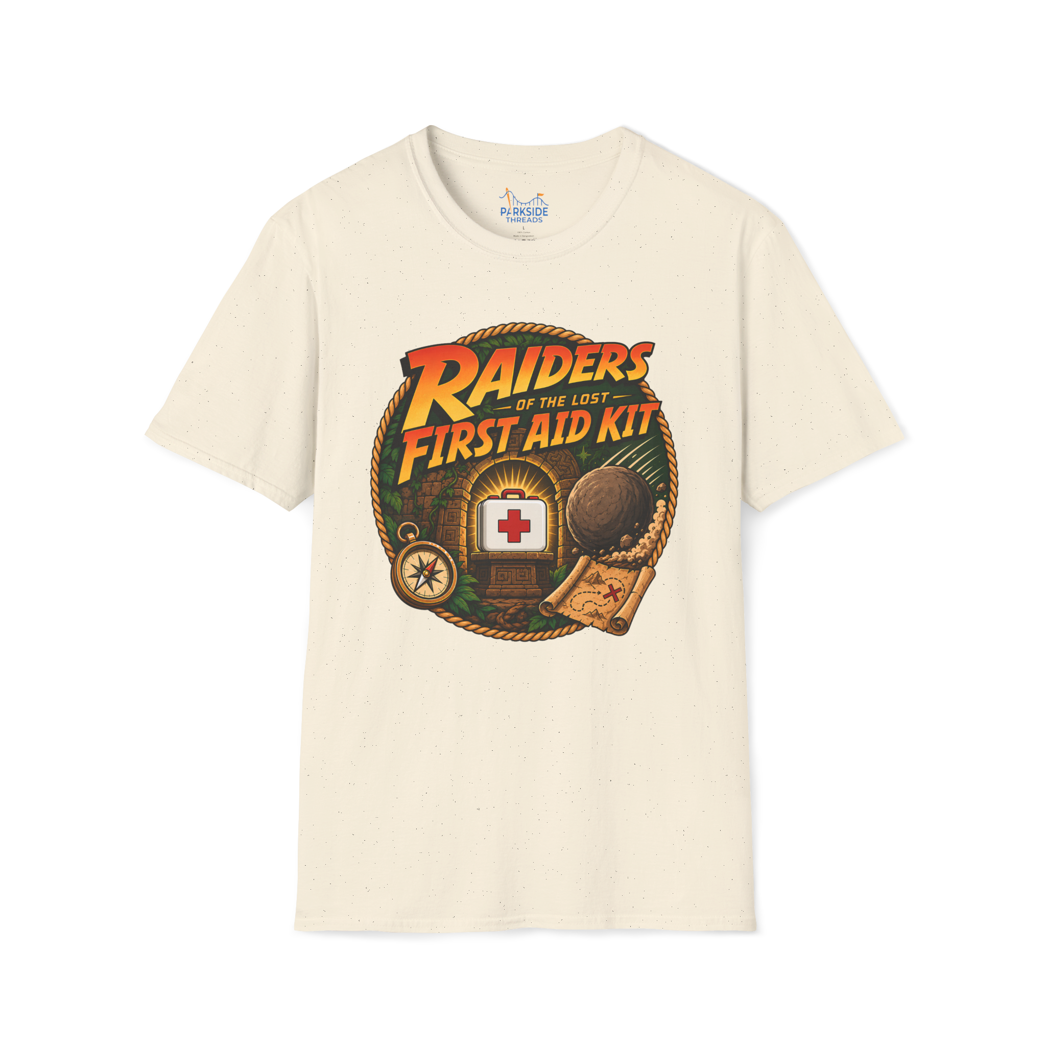 Raiders of the Lost First Aid Kit EMS Adventure Parody T-Shirt