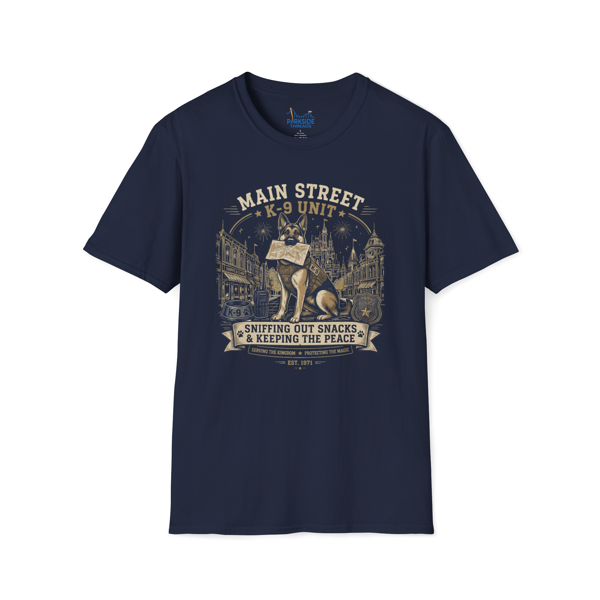 Main Street K9 Unit Police Officer Theme Park Shirt, Off Duty Cop Vacation Tee, Law Enforcement K9 Gift