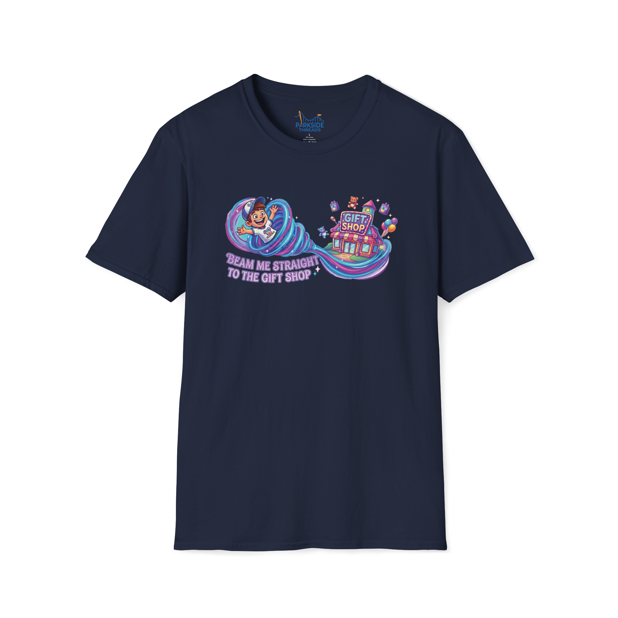 Beam Me Straight to the Gift Shop Graphic T-Shirt – Funny Theme Park Tee