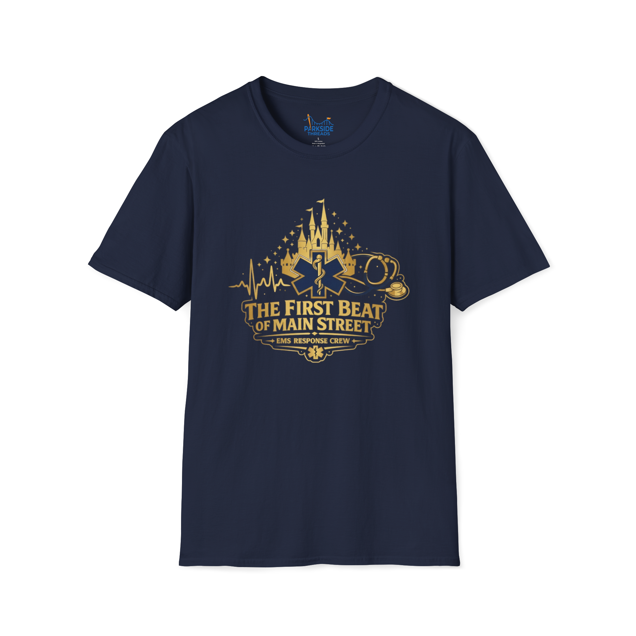 The First Beat of Main Street EMS First Responder Theme Park T-Shirt