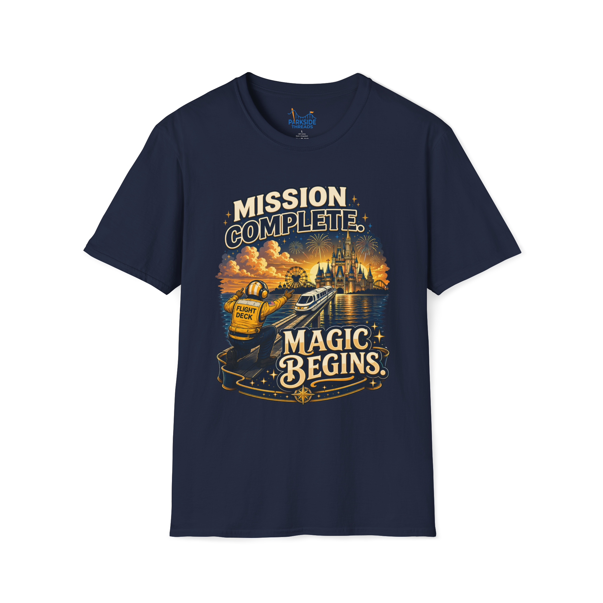 Mission Complete Navy Theme Park Shirt