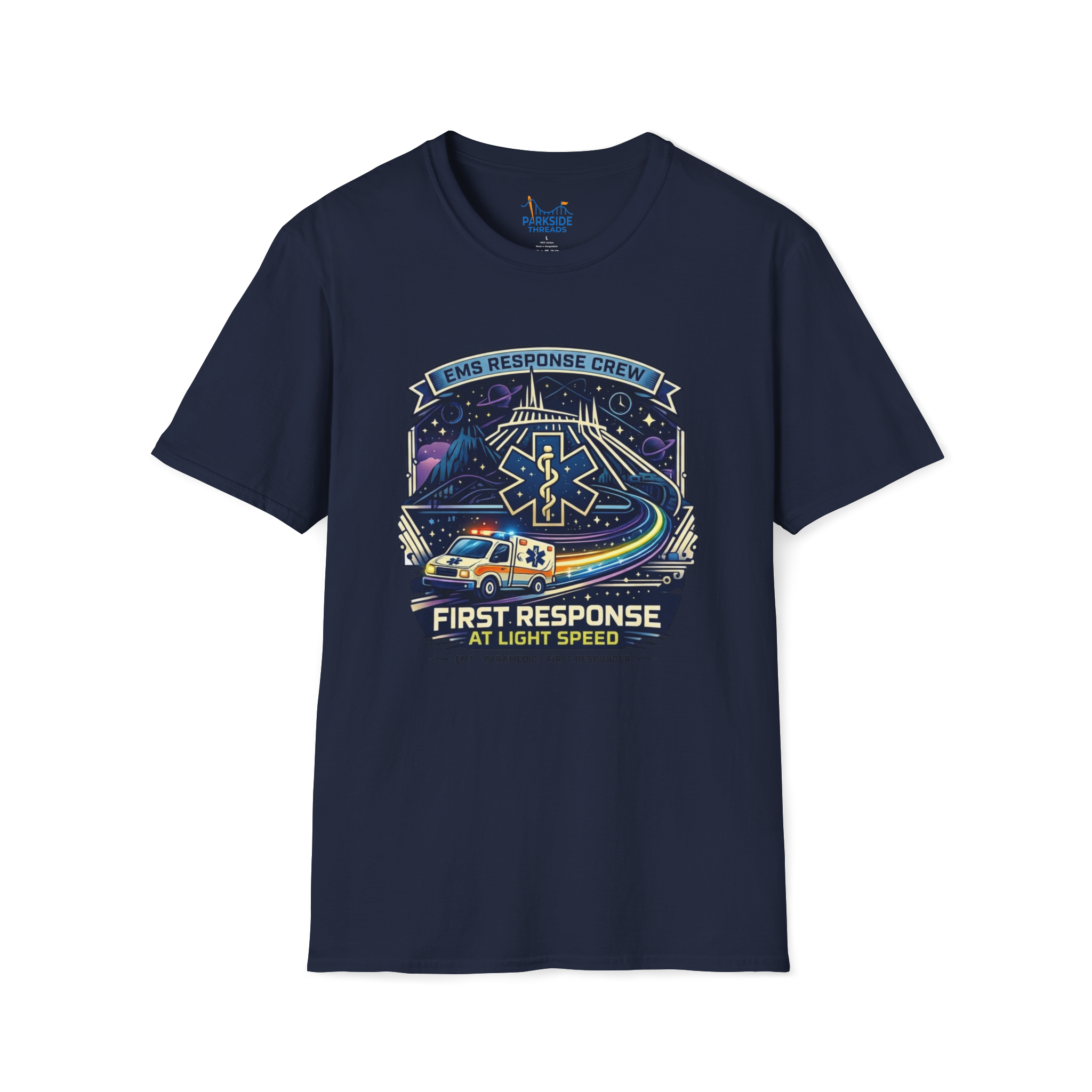 First Response At Light Speed EMS First Responder Sci-Fi Theme Park T-Shirt