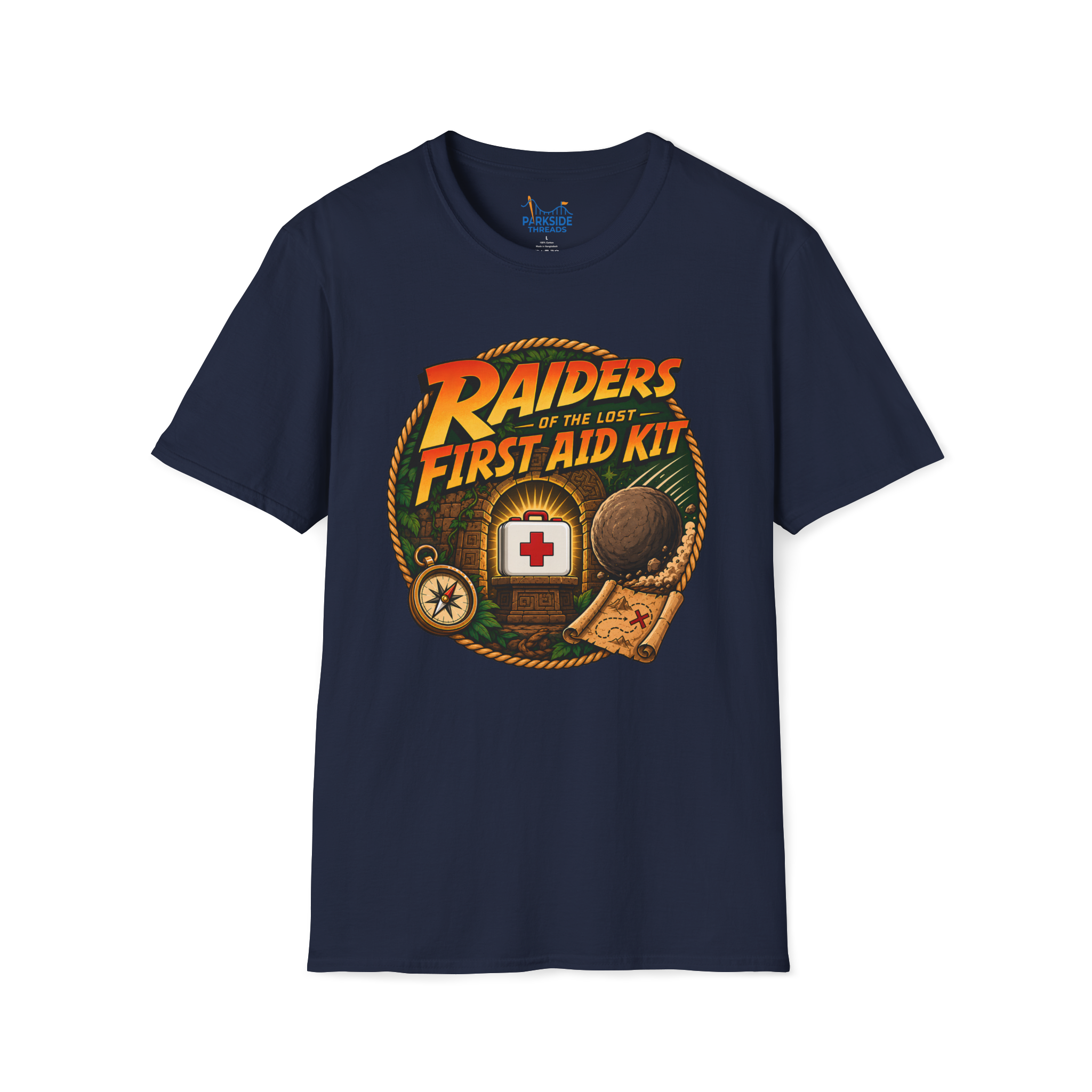 Raiders of the Lost First Aid Kit EMS Adventure Parody T-Shirt