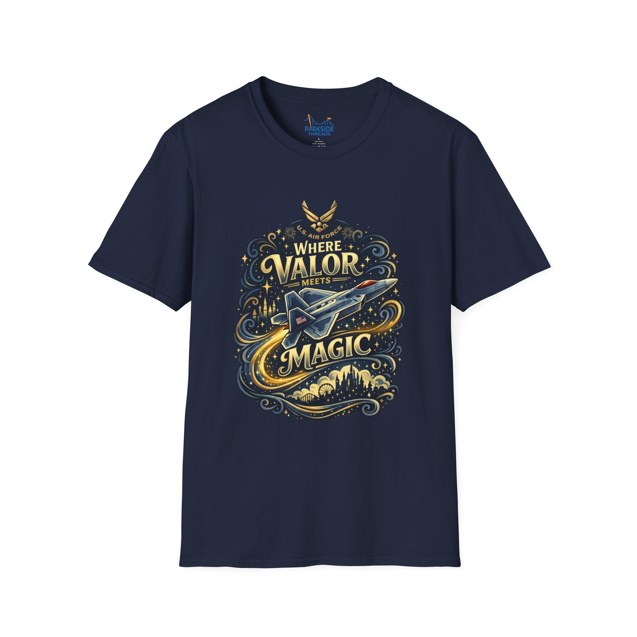 Where Valor Meets Magic Air Force Veteran Theme Park T-Shirt