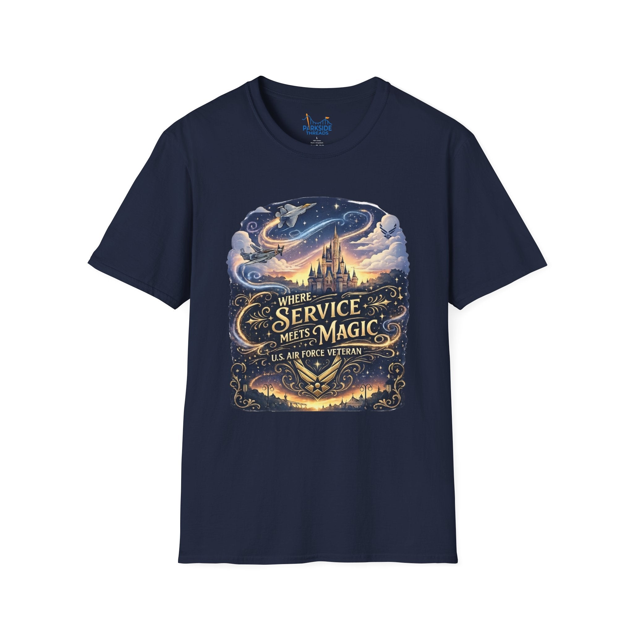 Where Service Meets Magic Air Force Veteran Theme Park T-Shirt