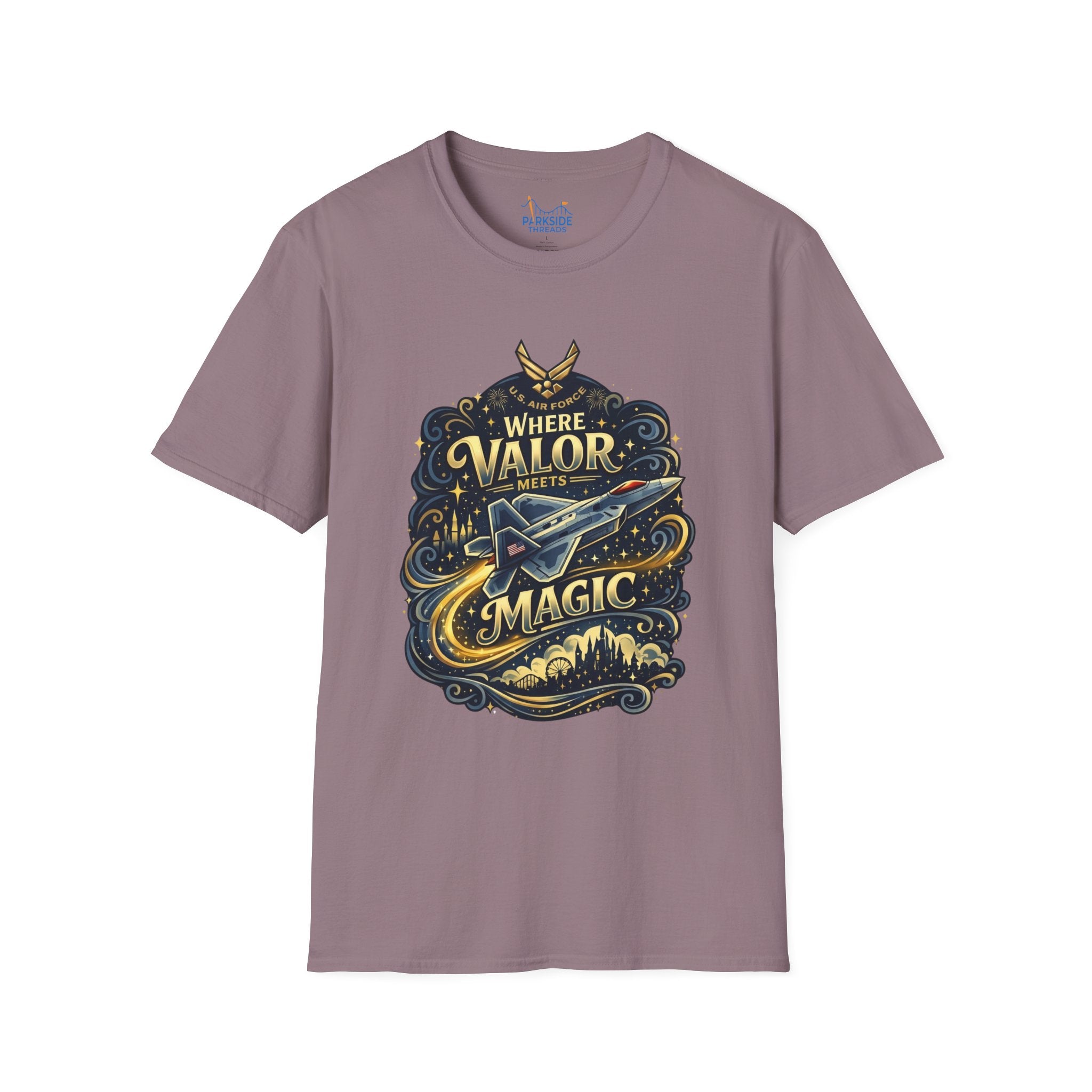 Where Valor Meets Magic Air Force Veteran Theme Park T-Shirt