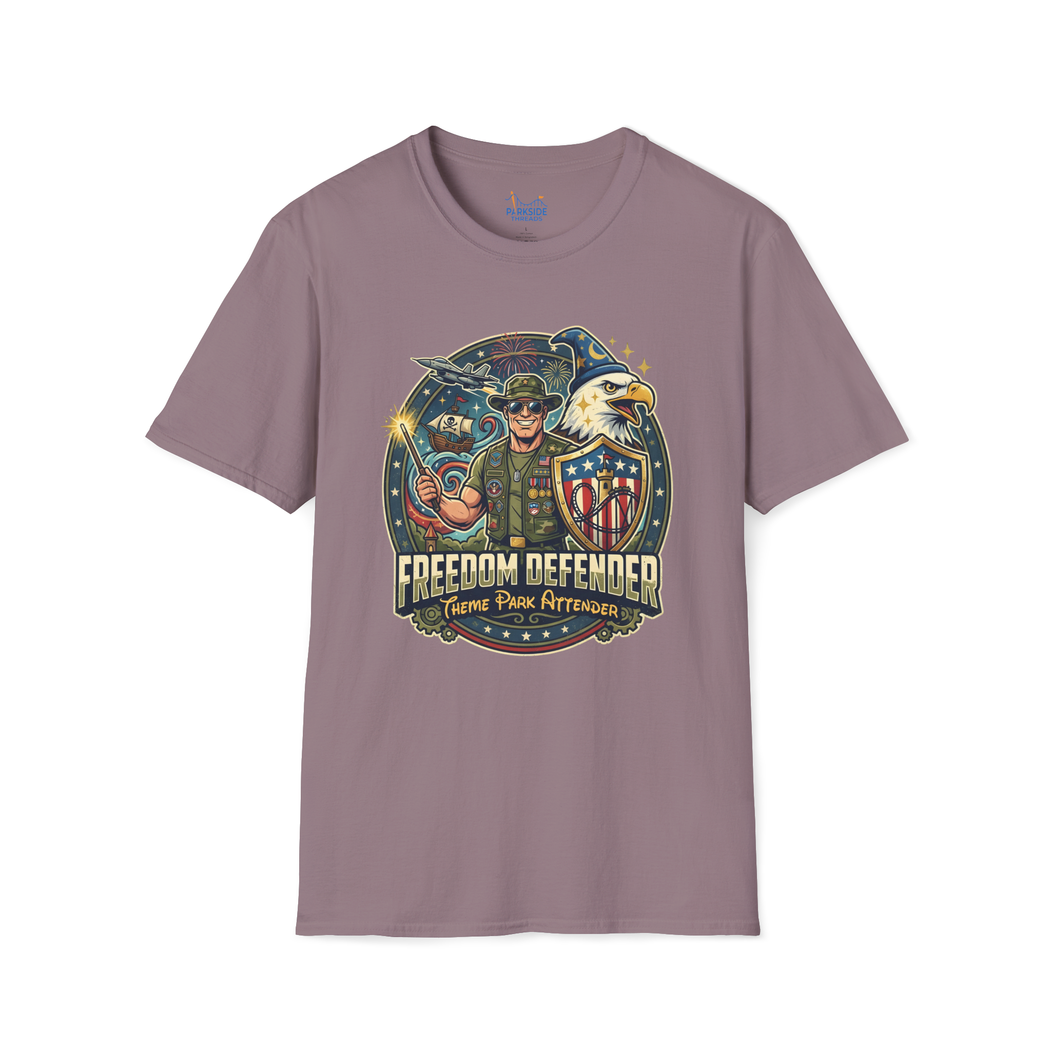 Freedom Defender Theme Park Attender Veteran Shirt, Military Family Vacation Tee, Patriotic Park Gift