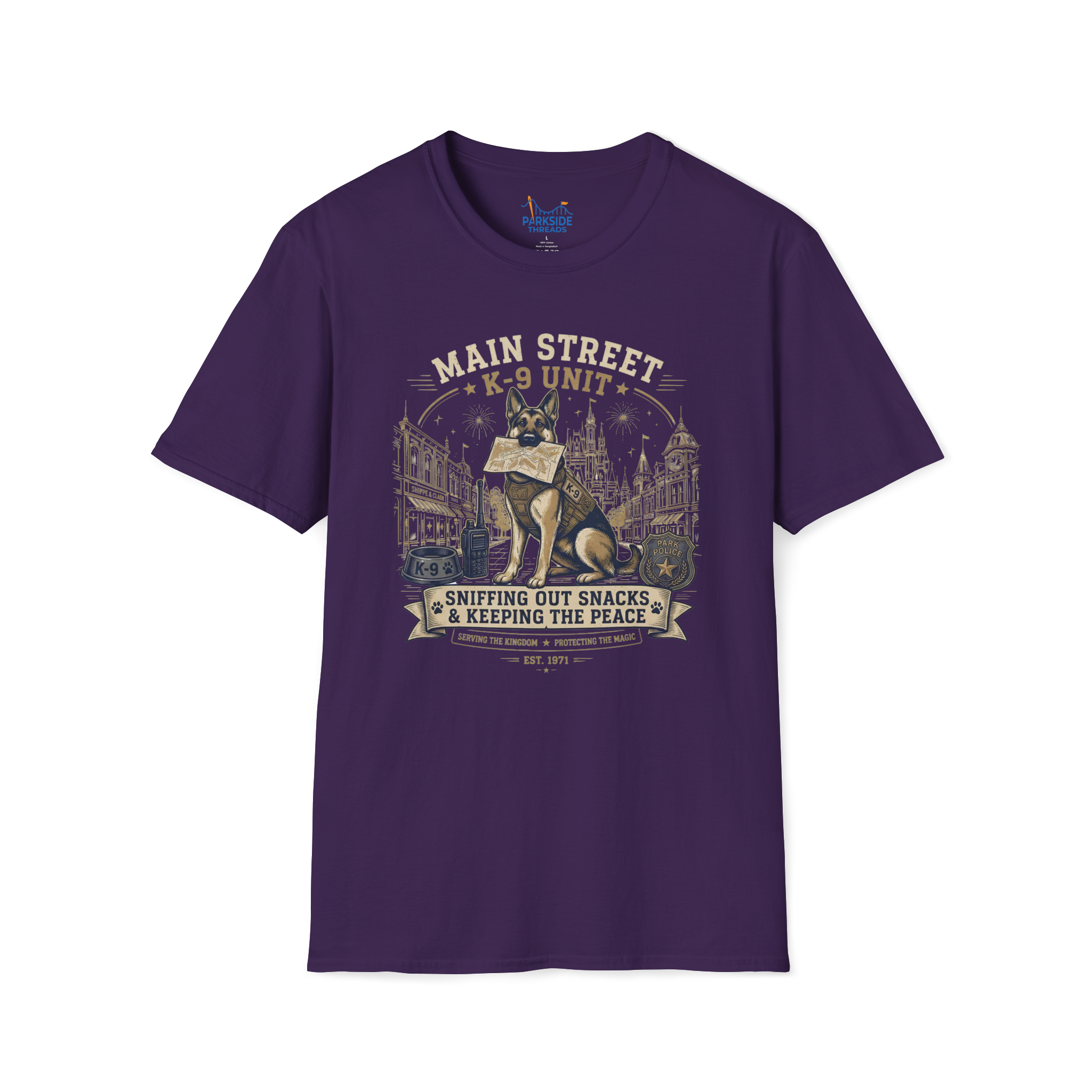 Main Street K9 Unit Police Officer Theme Park Shirt, Off Duty Cop Vacation Tee, Law Enforcement K9 Gift