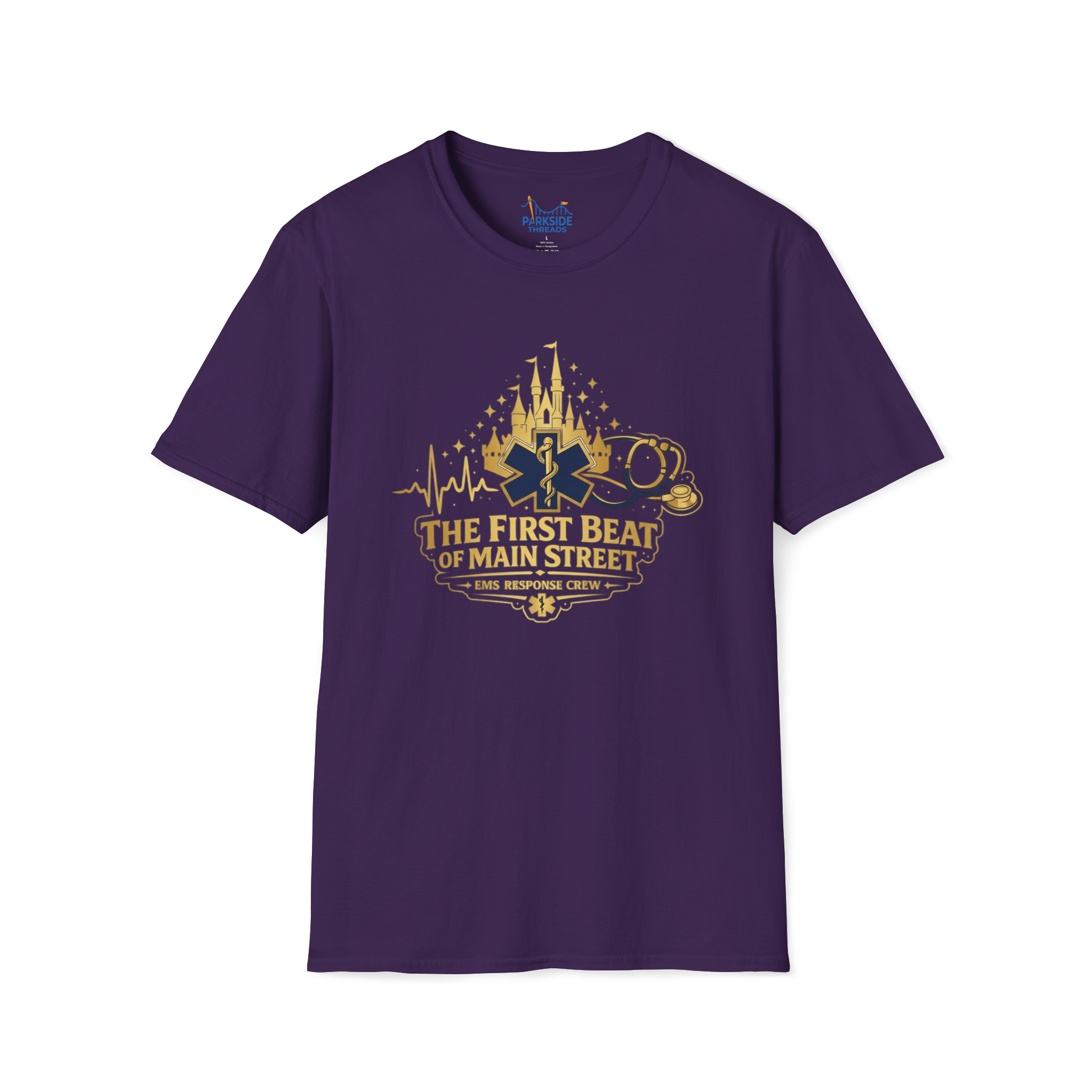 The First Beat of Main Street EMS First Responder Theme Park T-Shirt
