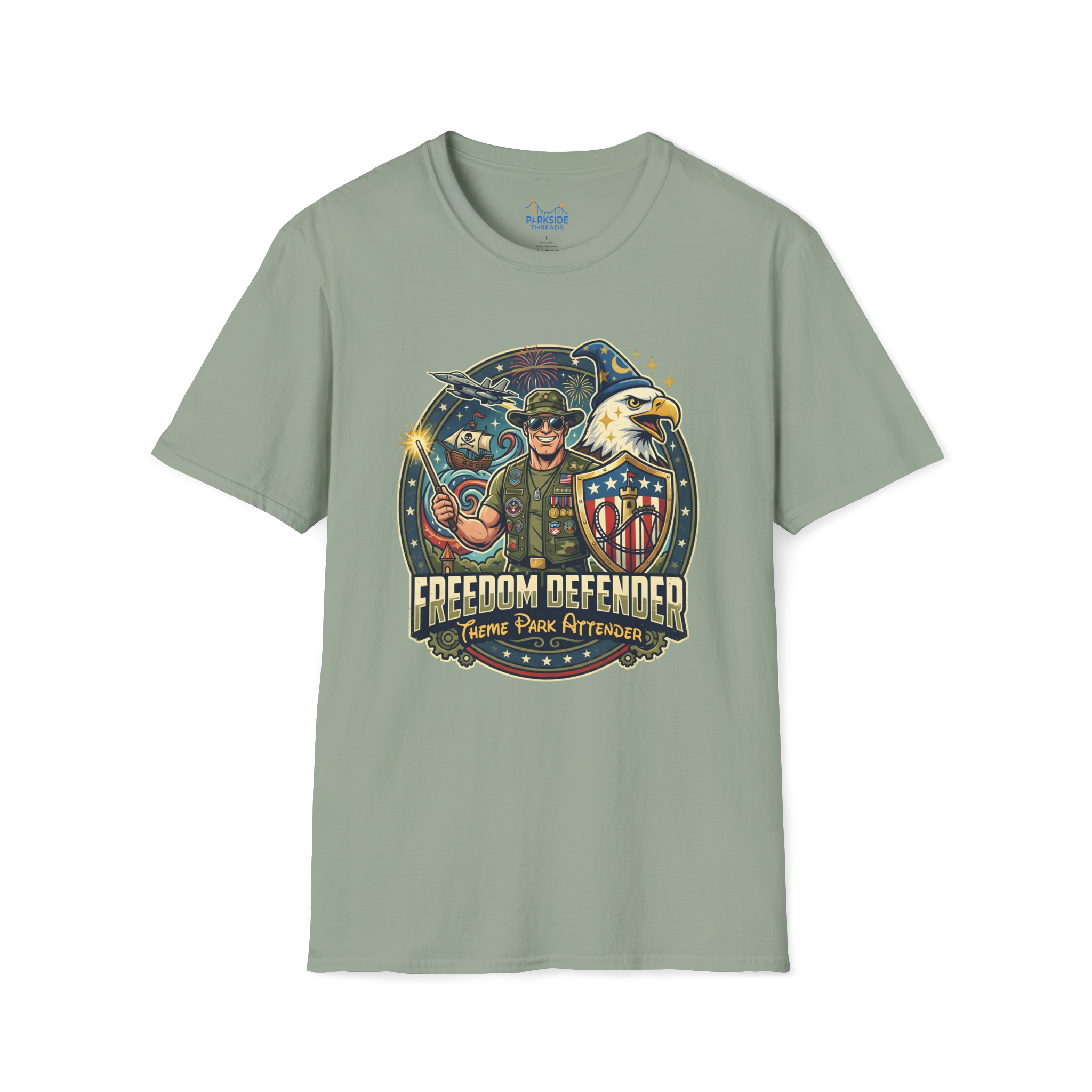 Freedom Defender Theme Park Attender Veteran Shirt, Military Family Vacation Tee, Patriotic Park Gift