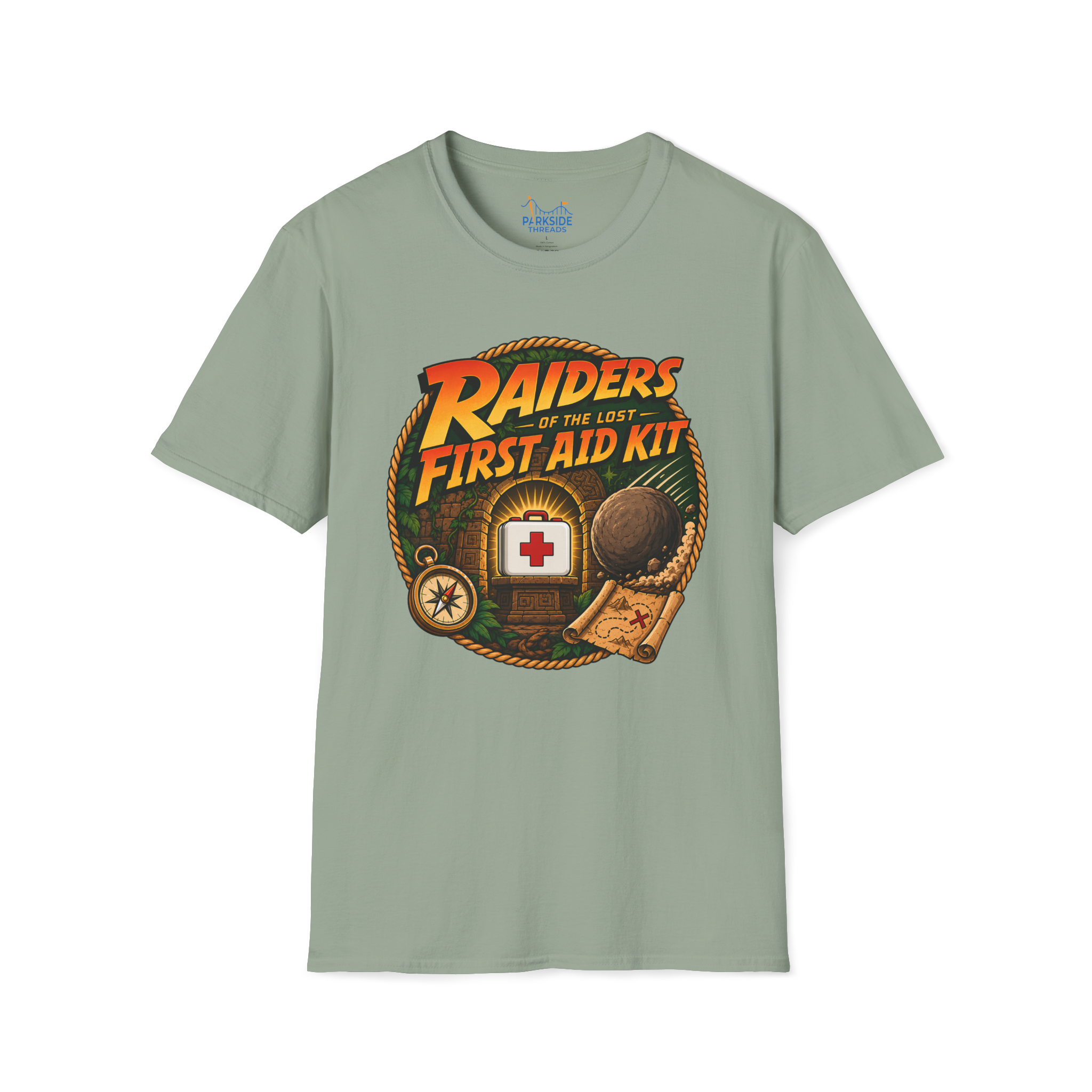 Raiders of the Lost First Aid Kit EMS Adventure Parody T-Shirt