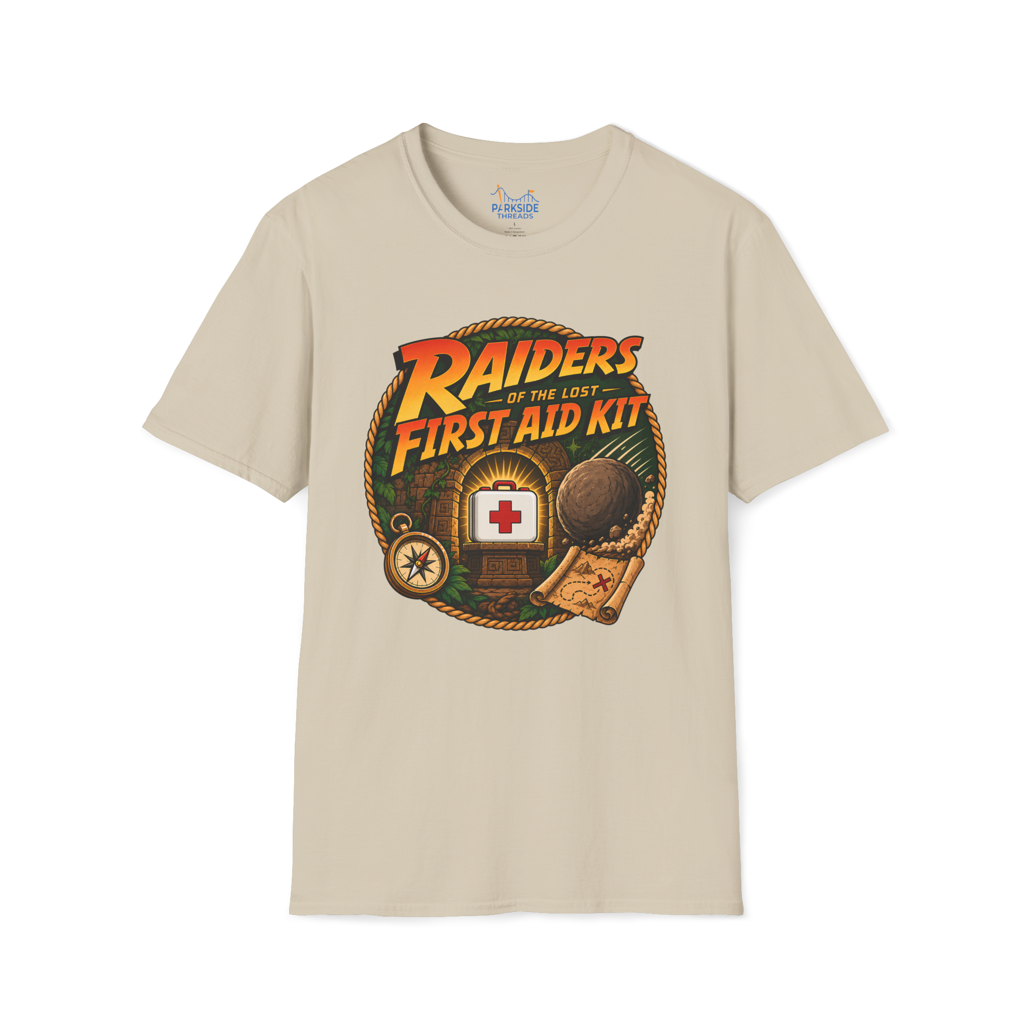 Raiders of the Lost First Aid Kit EMS Adventure Parody T-Shirt